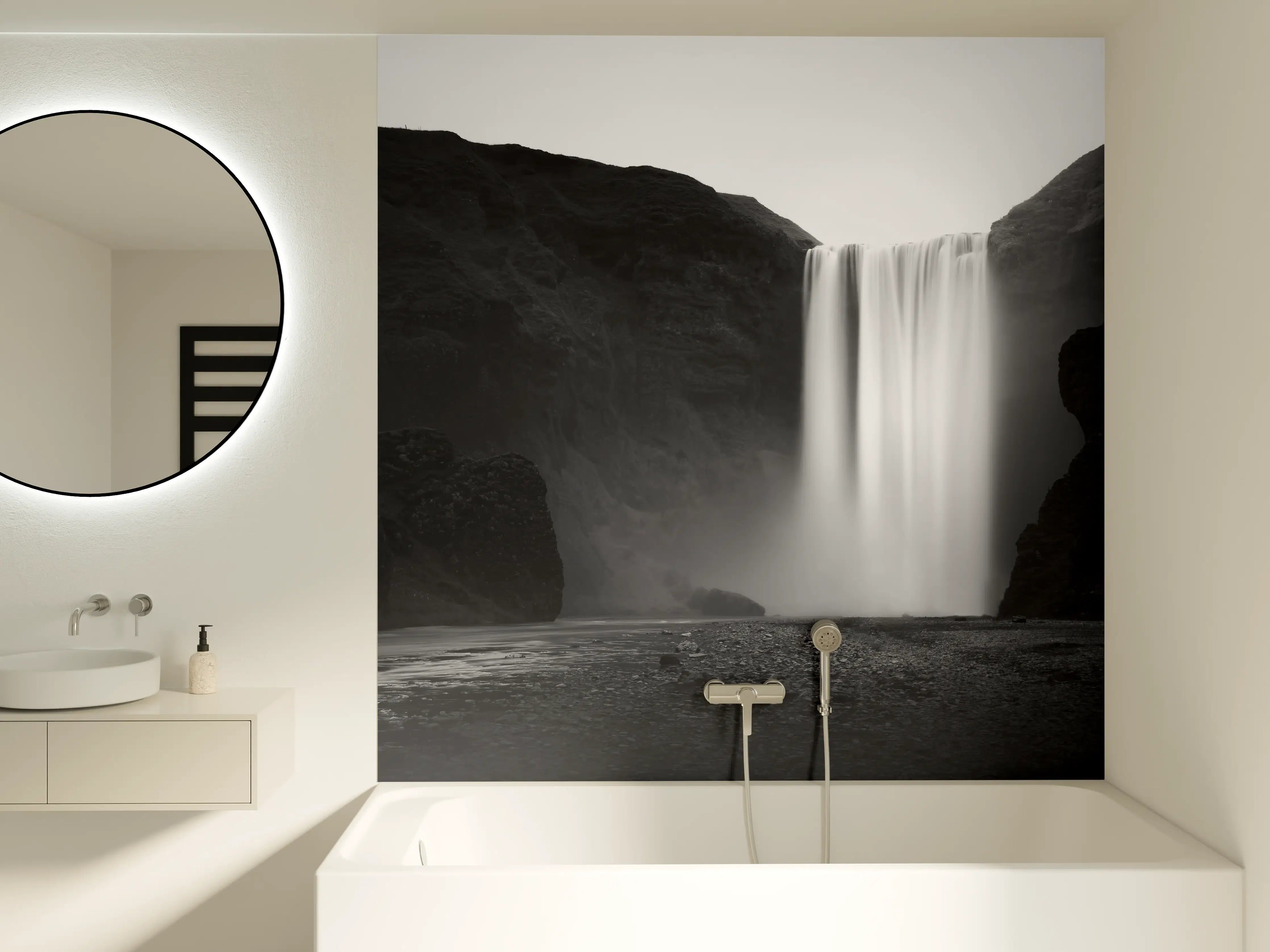 Badewannen-Rückwand - Kunstfotografie - Skogafoss Wasserfall, Island