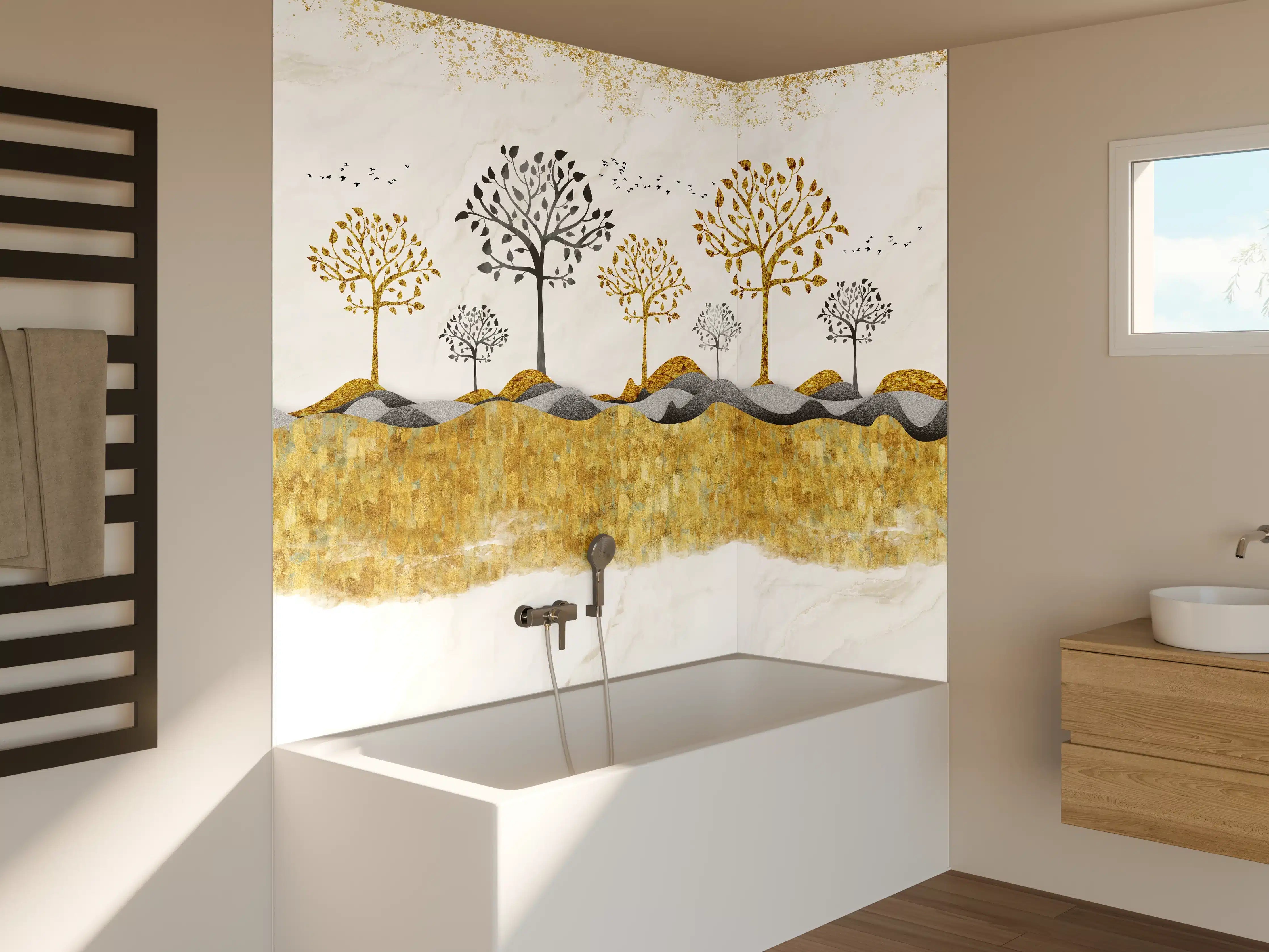 Badewannen-Rückwand - Kunsttapete einer Landschaft