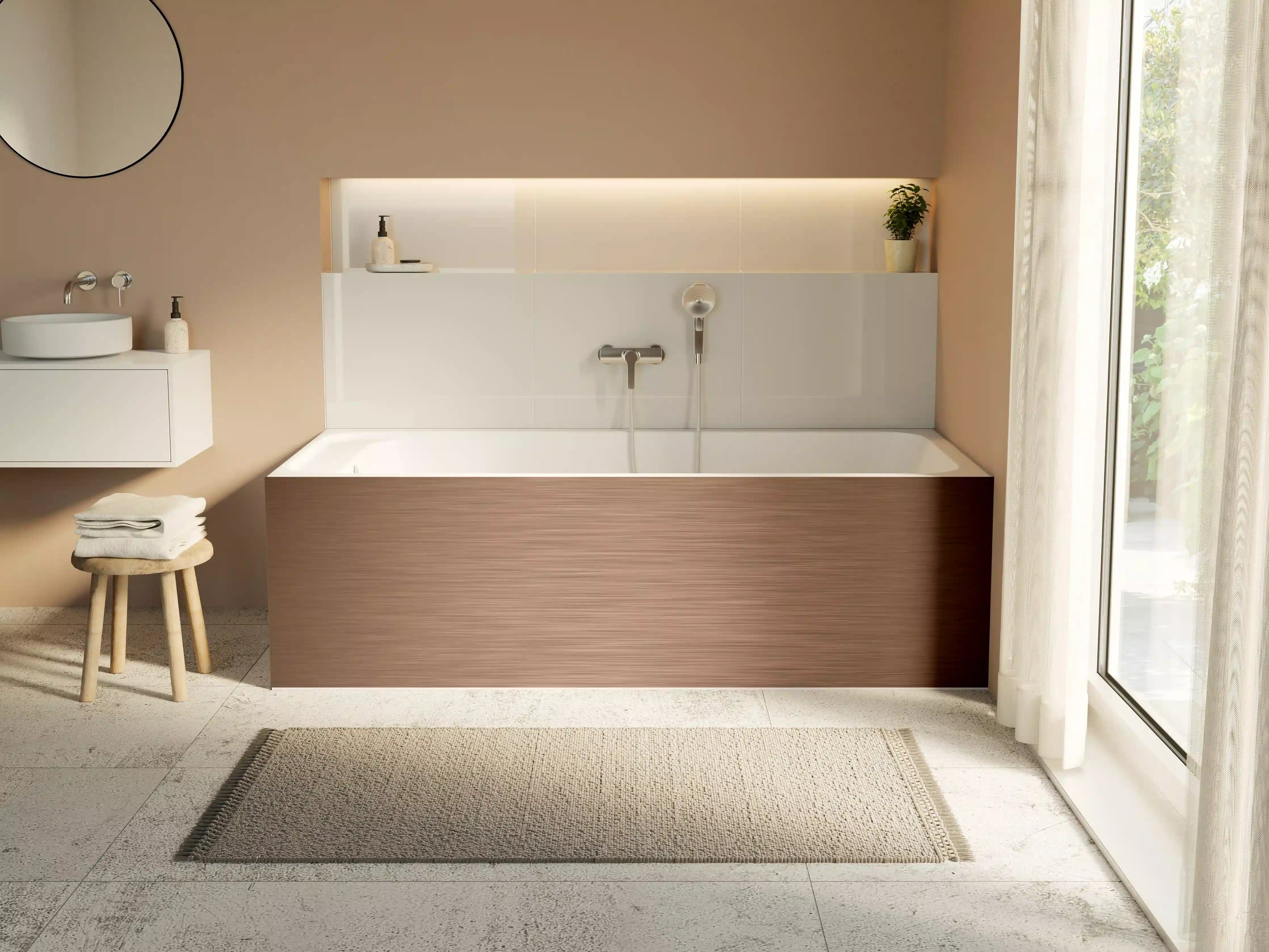 Badewannen-Rückwand - Kupfer - ALU Prime - Metall Gebürstet