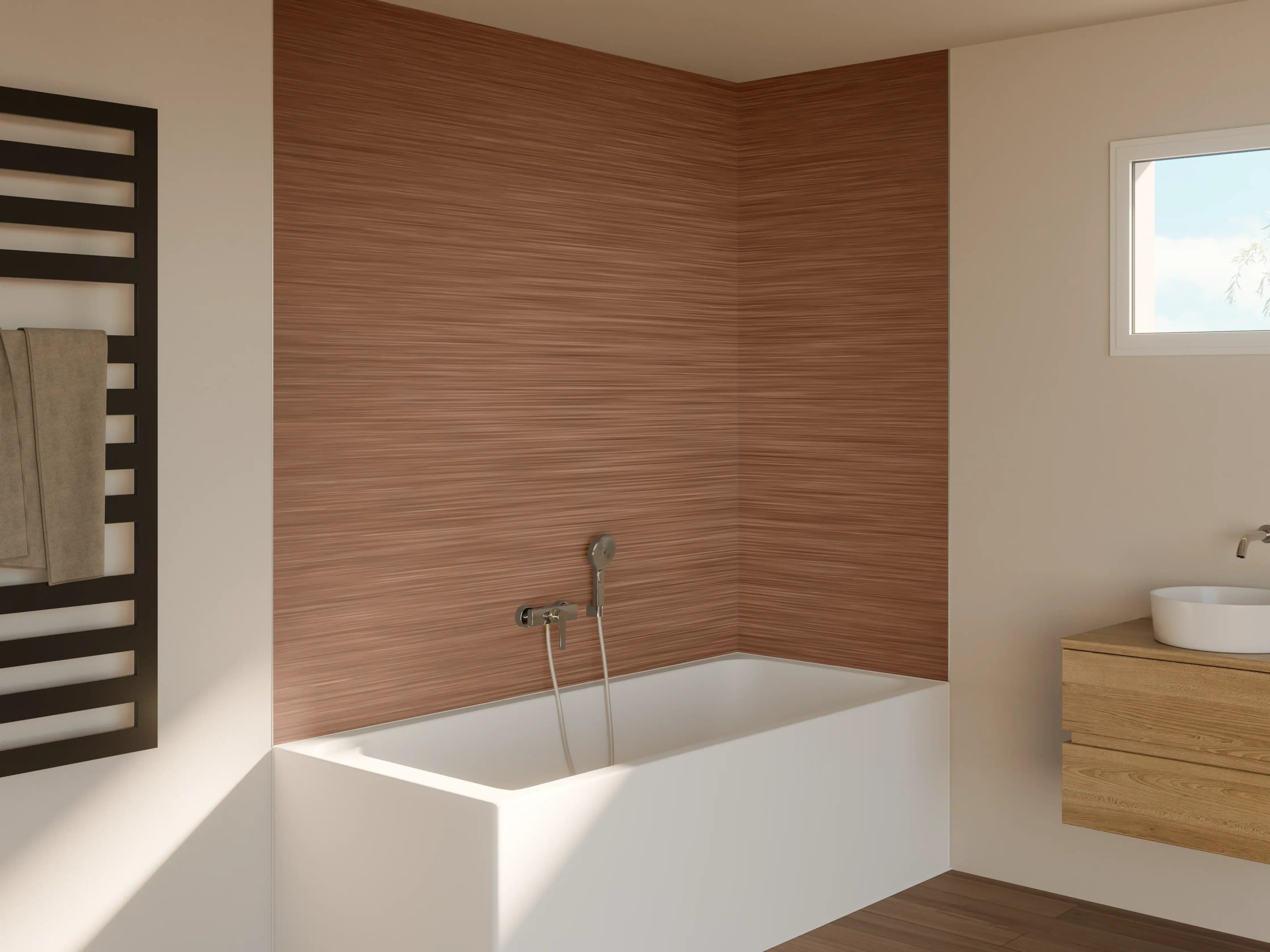 Badewannen-Rückwand - Kupfer - ALU Prime - Metall Gebürstet