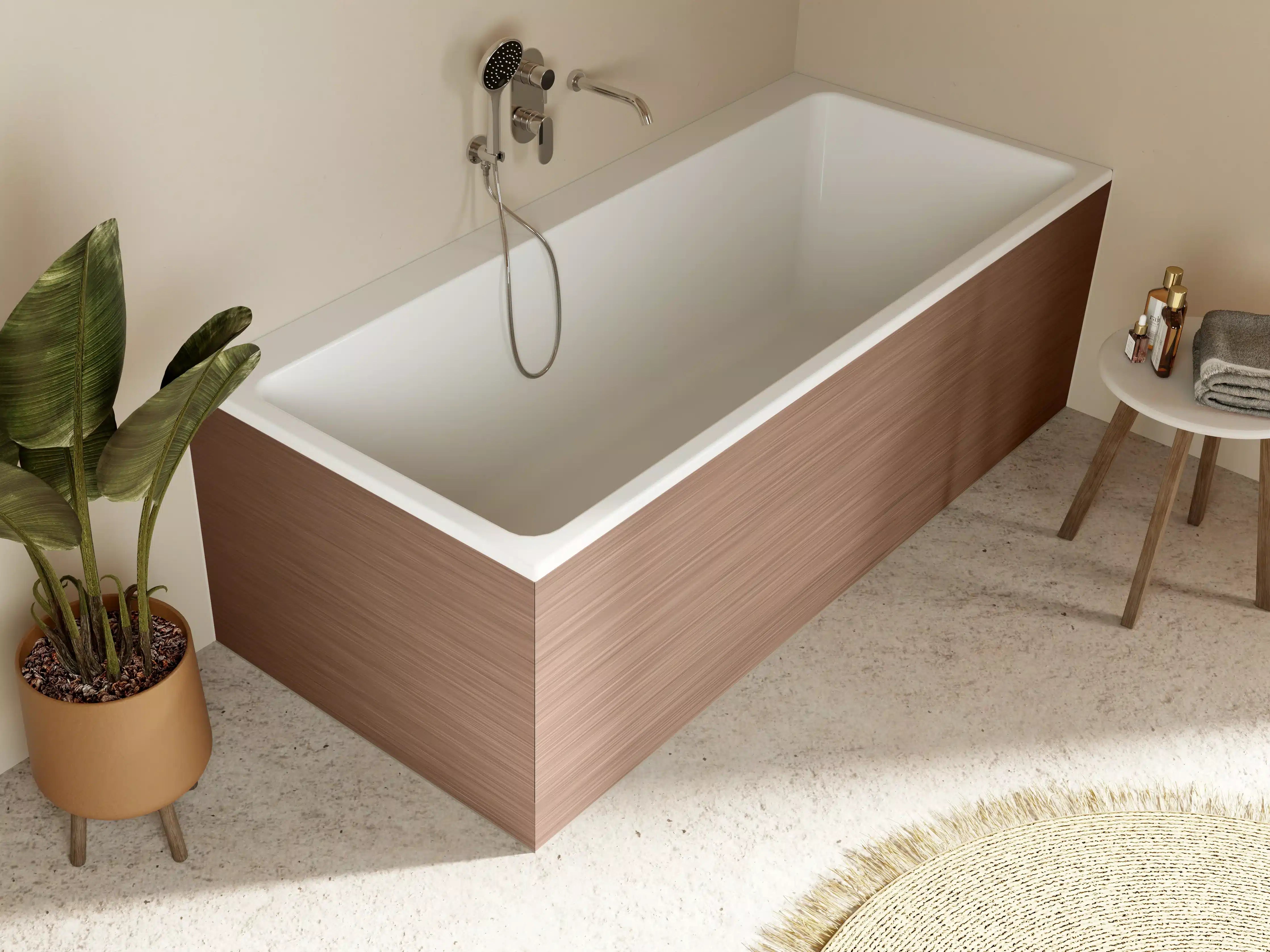 Badewannen-Rückwand - Kupfer - ALU Prime - Metall Gebürstet