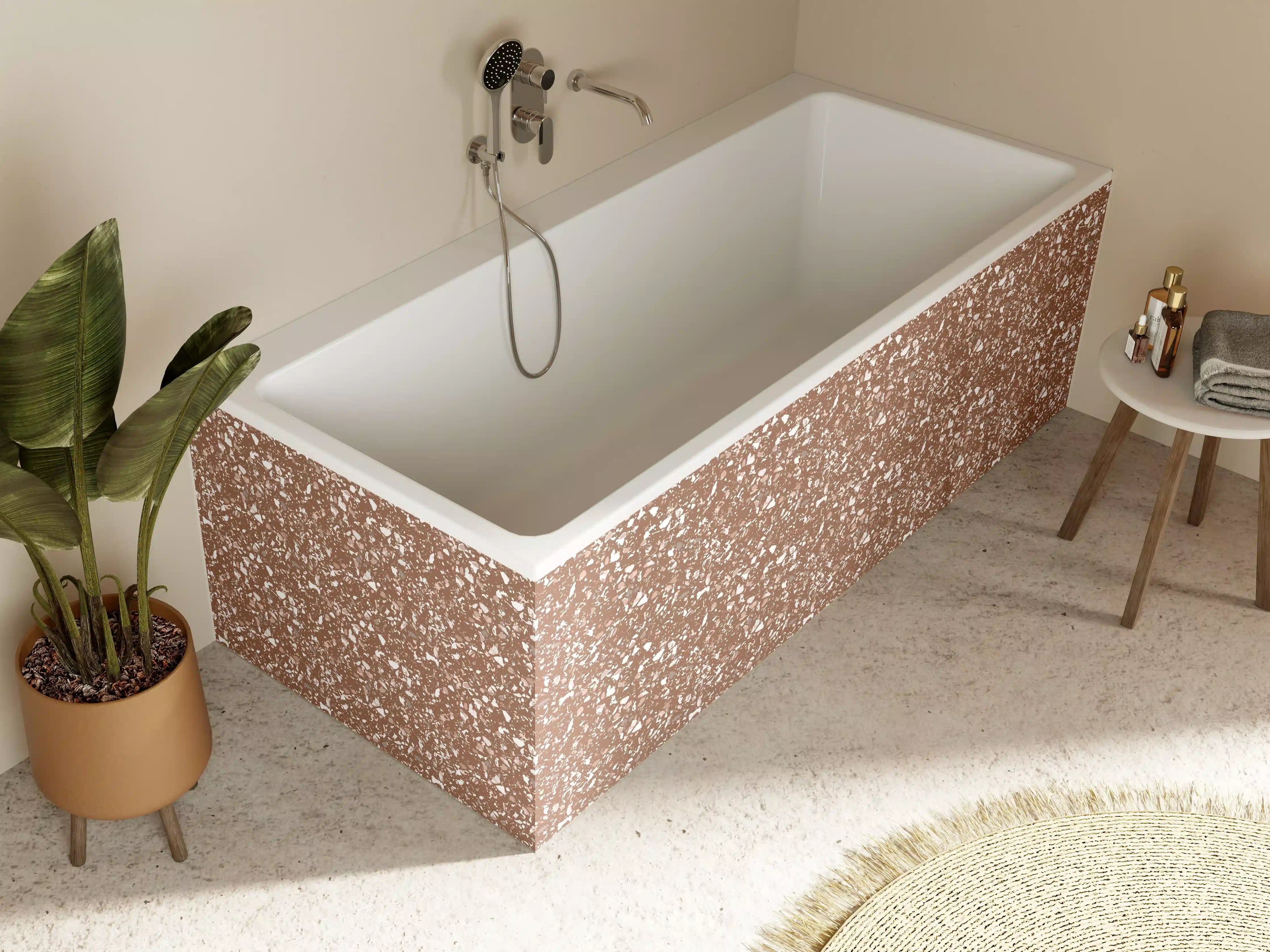 Badewannen-Rückwand - Kupferstruktur mit weißer Sprenkelung