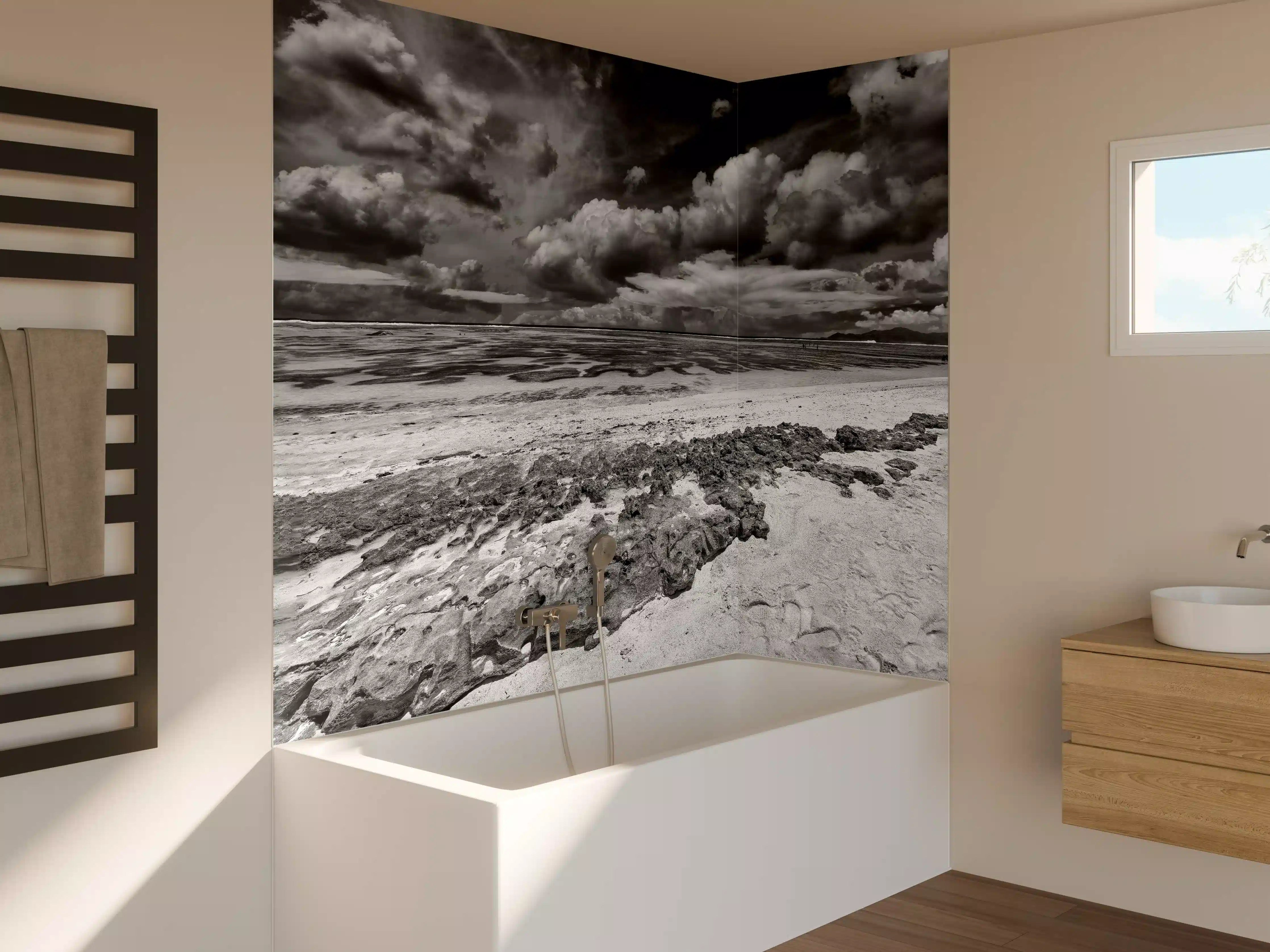 Badewannen-Rückwand - La Digue Meer und Felsen