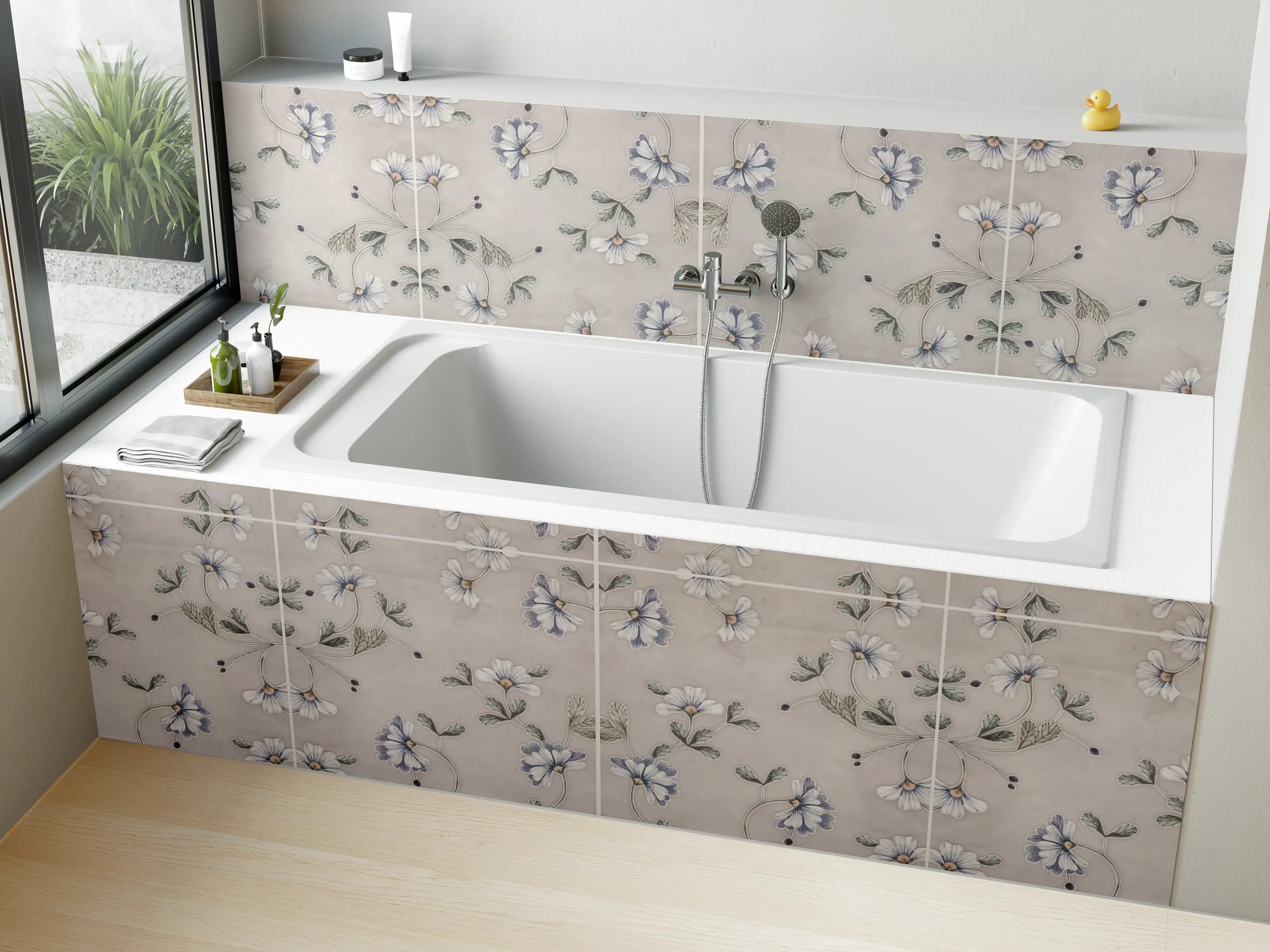 Badewannen-Rückwand - Lädierte Vintage Patchwork-Fliesen