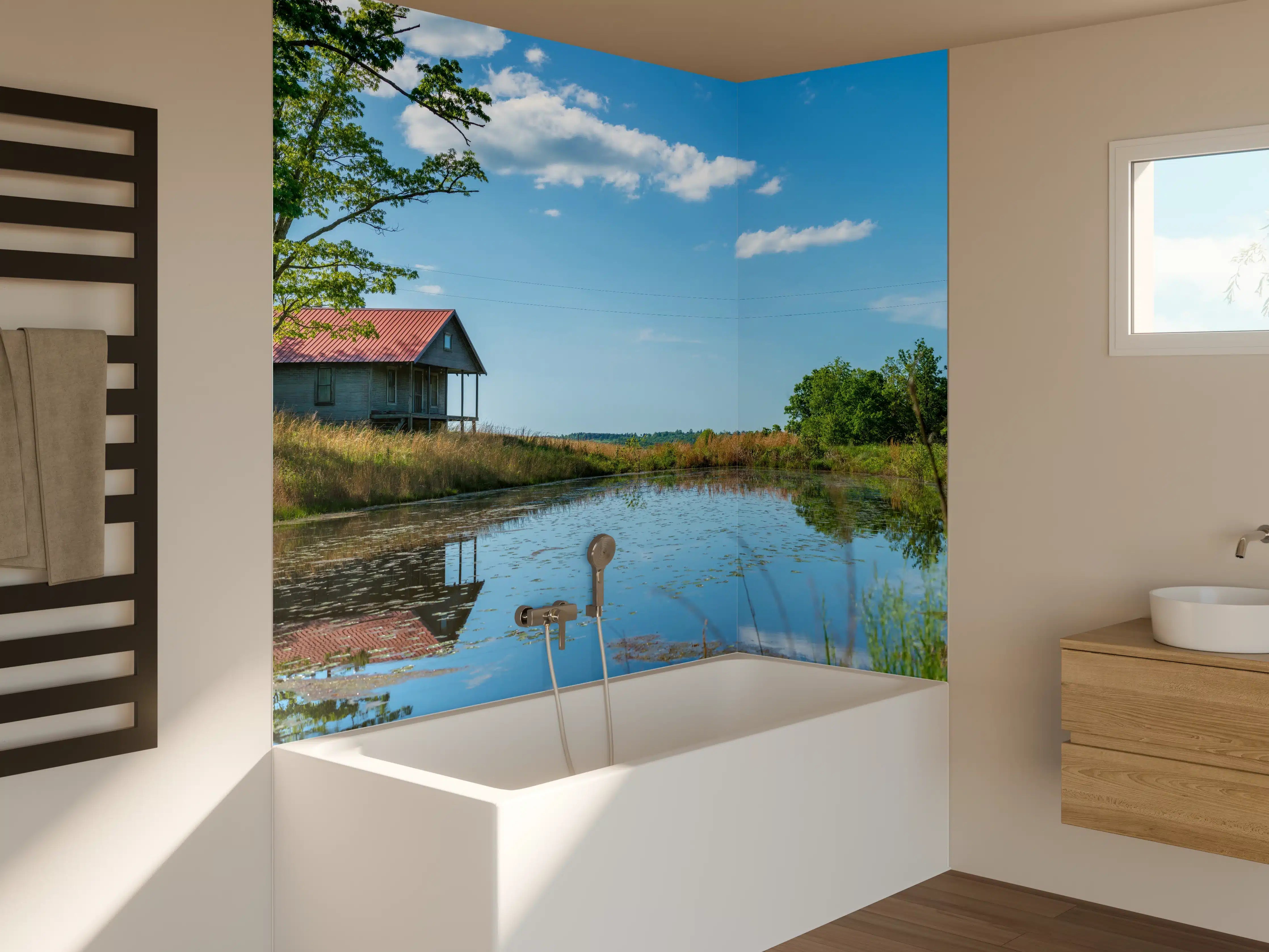 Badewannen-Rückwand - Ländliches altes Haus