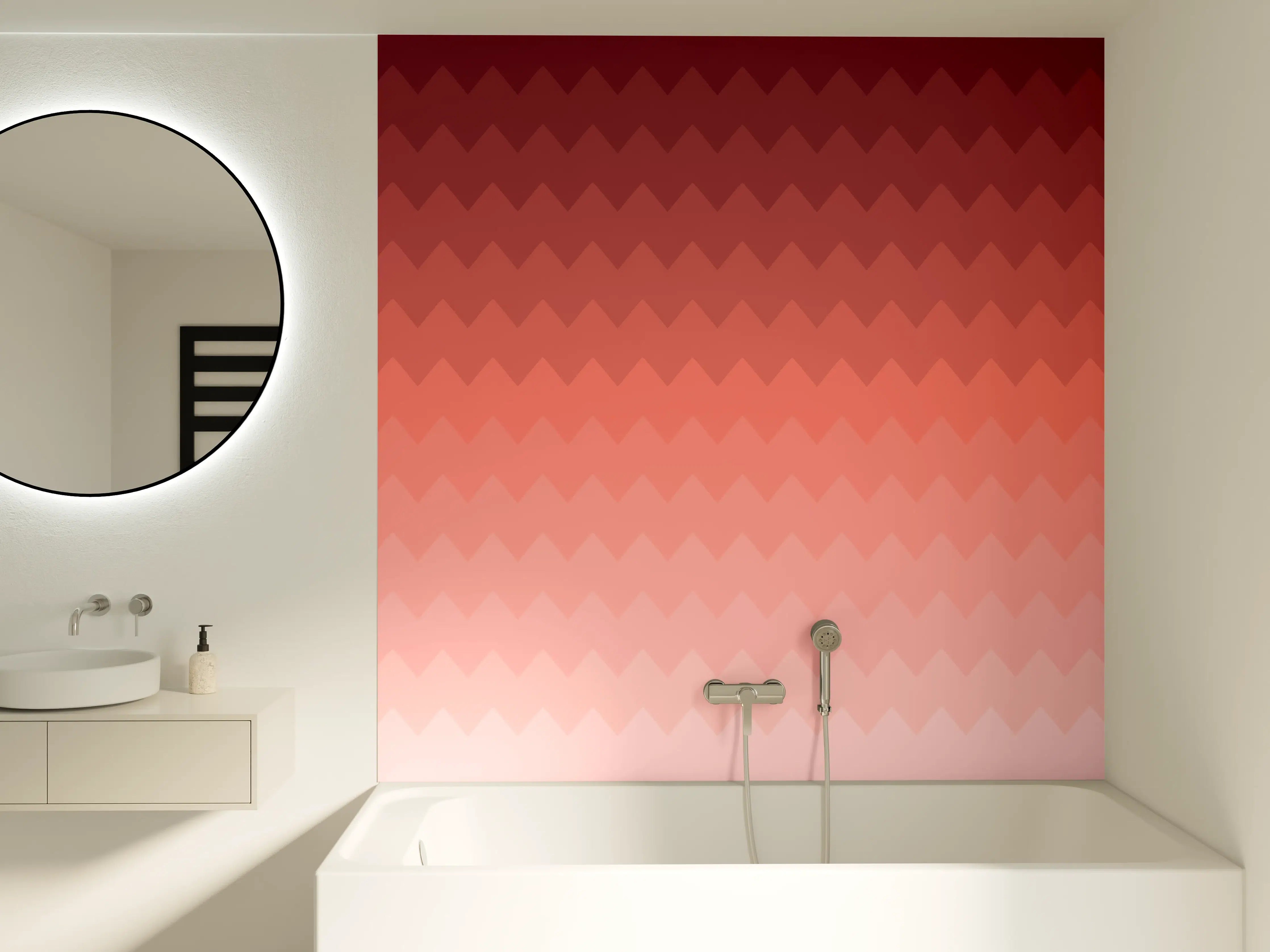 Badewannen-Rückwand - Landschaft mit Farbverlauf in warmen Tönen