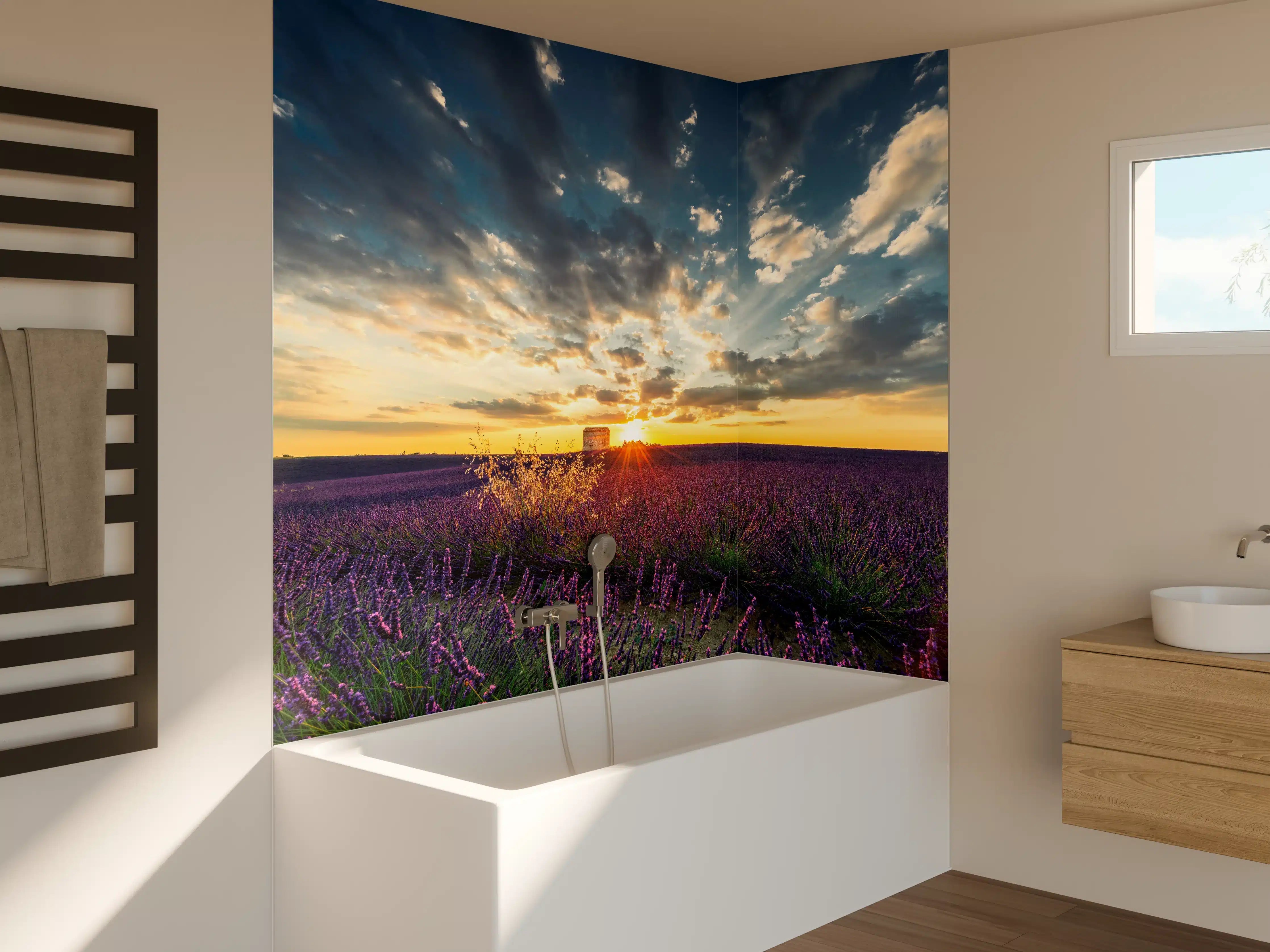 Badewannen-Rückwand - Lavendel Feld im Sommer in der Provence