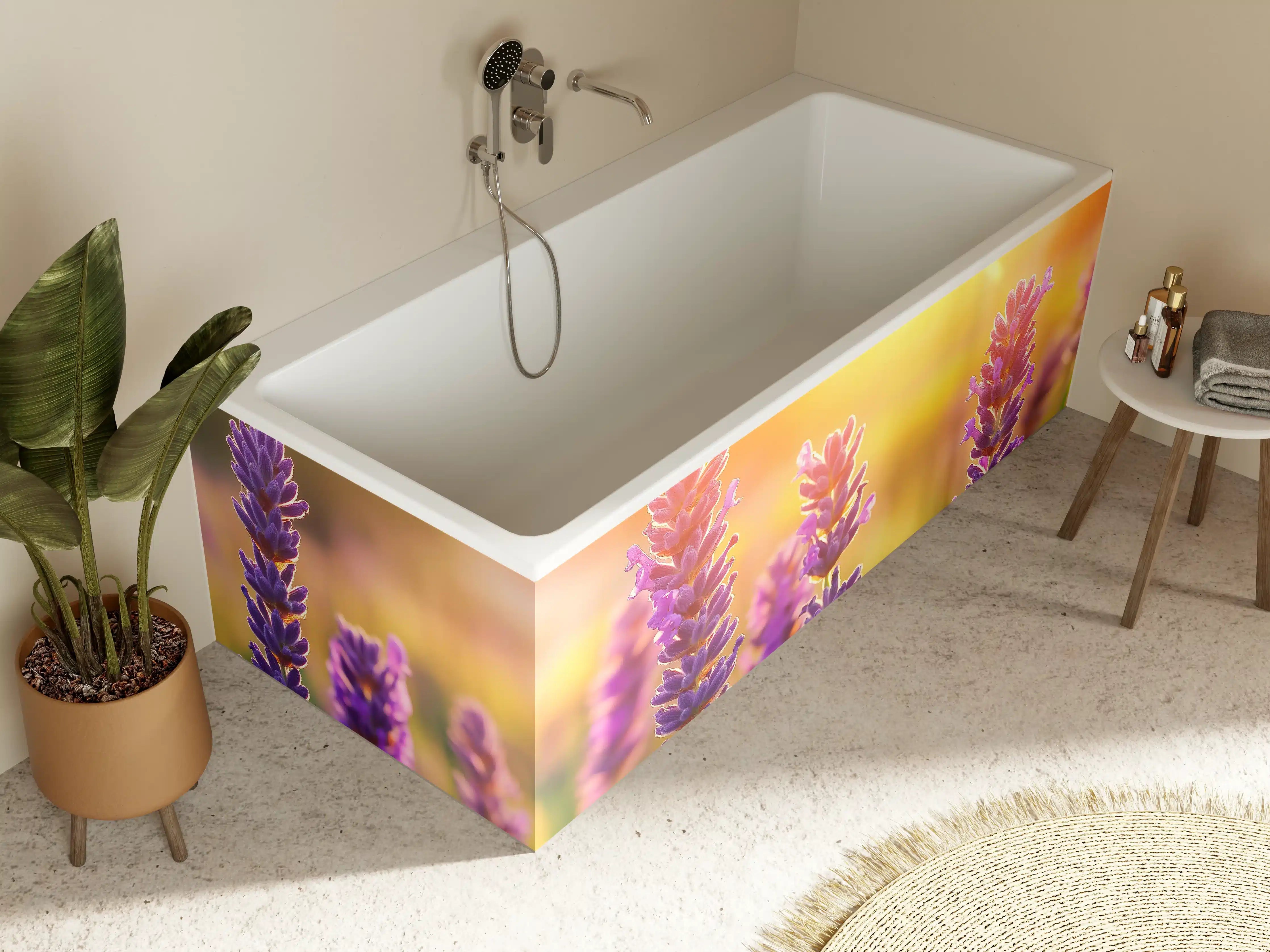 Badewannen-Rückwand - Lavendel in goldenem Abendlicht
