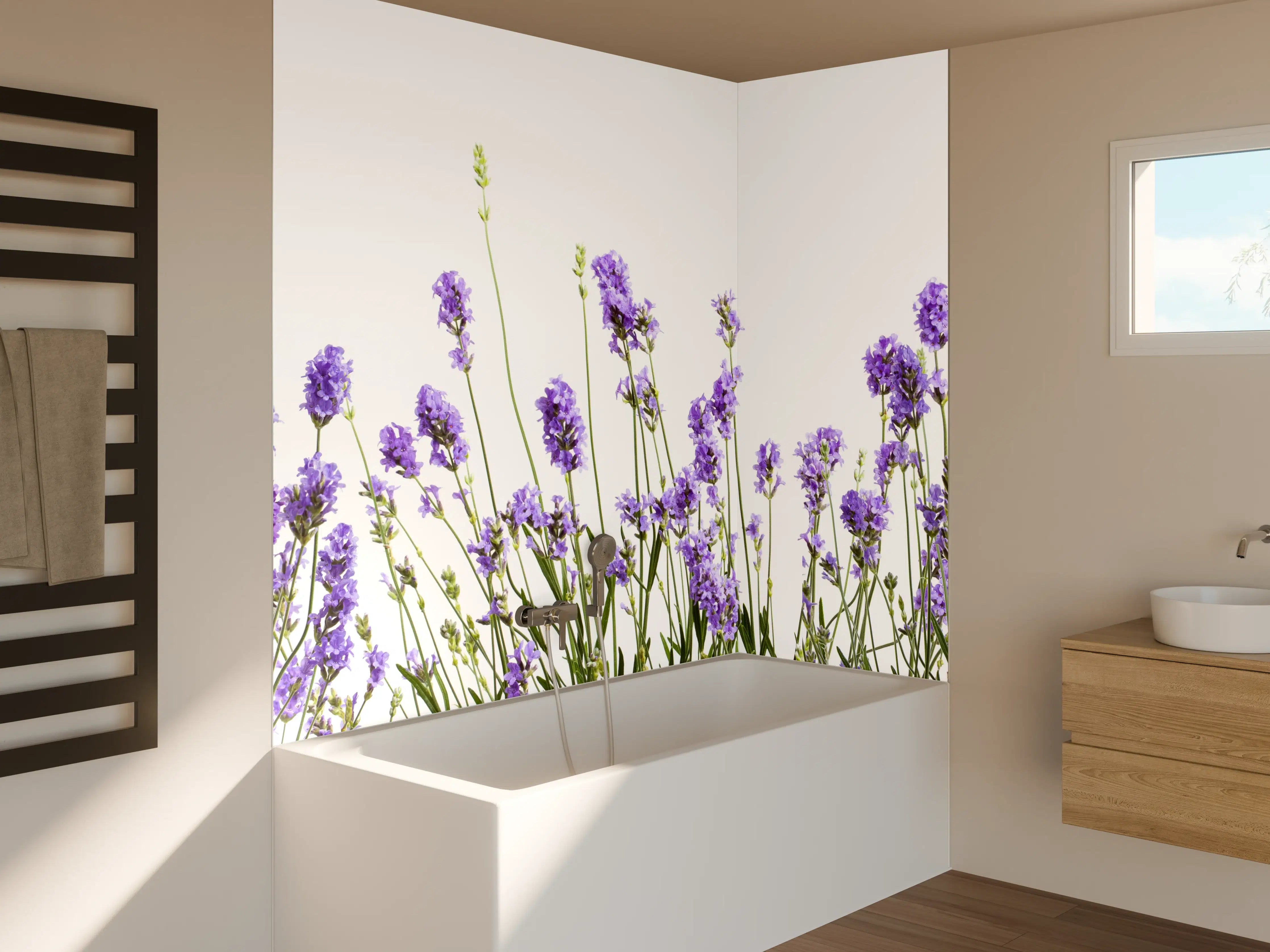 Badewannen-Rückwand - Lavendelblüten in sanften Lilatönen