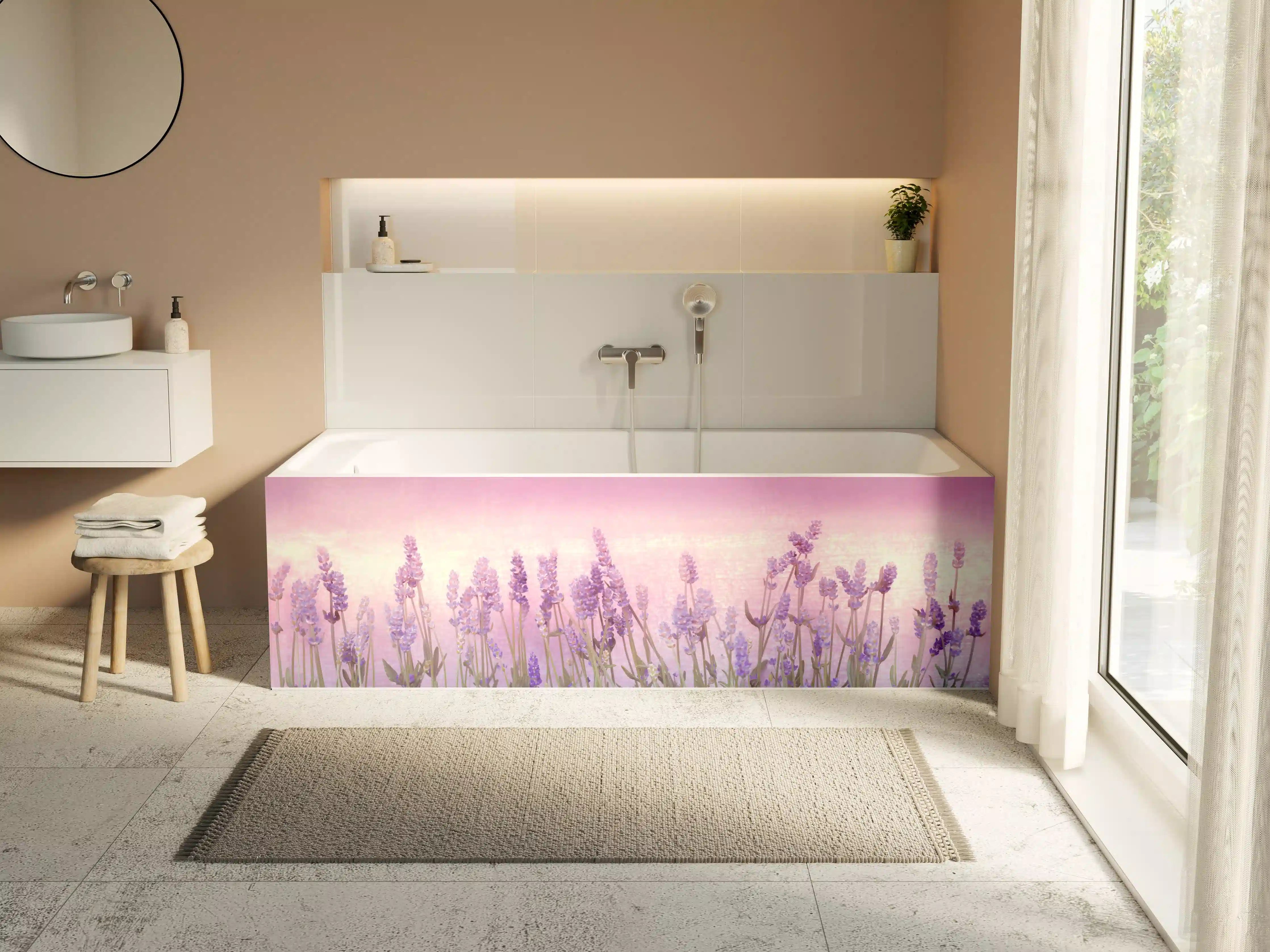 Badewannen-Rückwand - Lavendelwiese Rosa-Lila