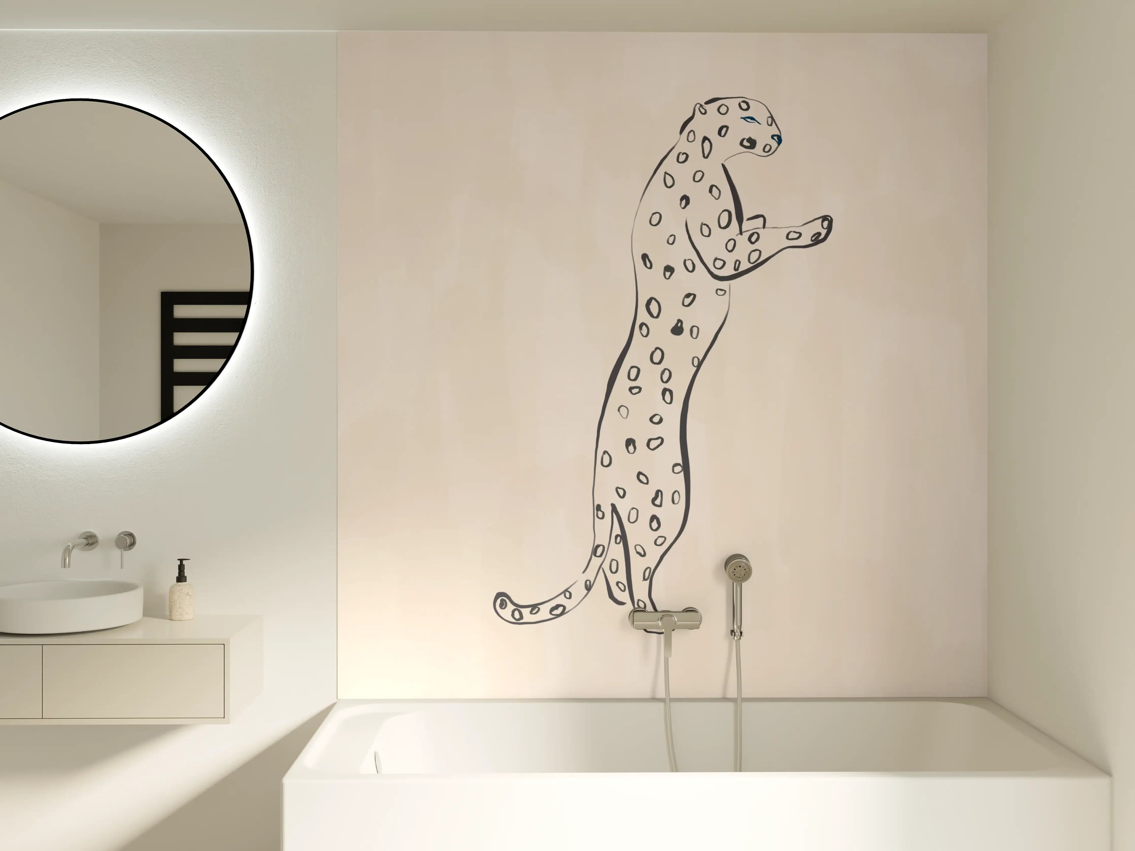 Badewannen-Rückwand - Leopard - Einfache Zeichnung