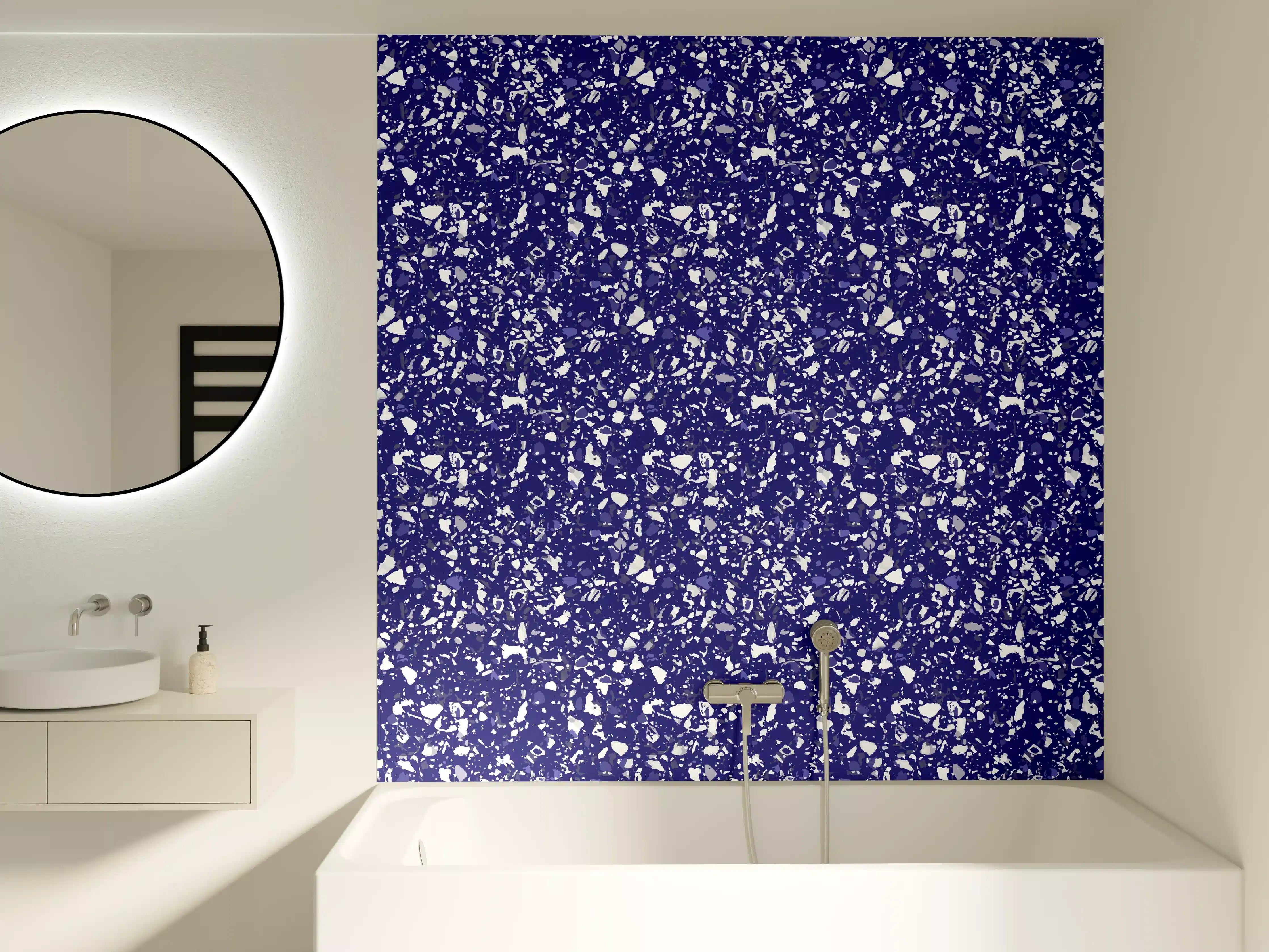 Badewannen-Rückwand - Leuchtende Blaue Glitzer-Textur