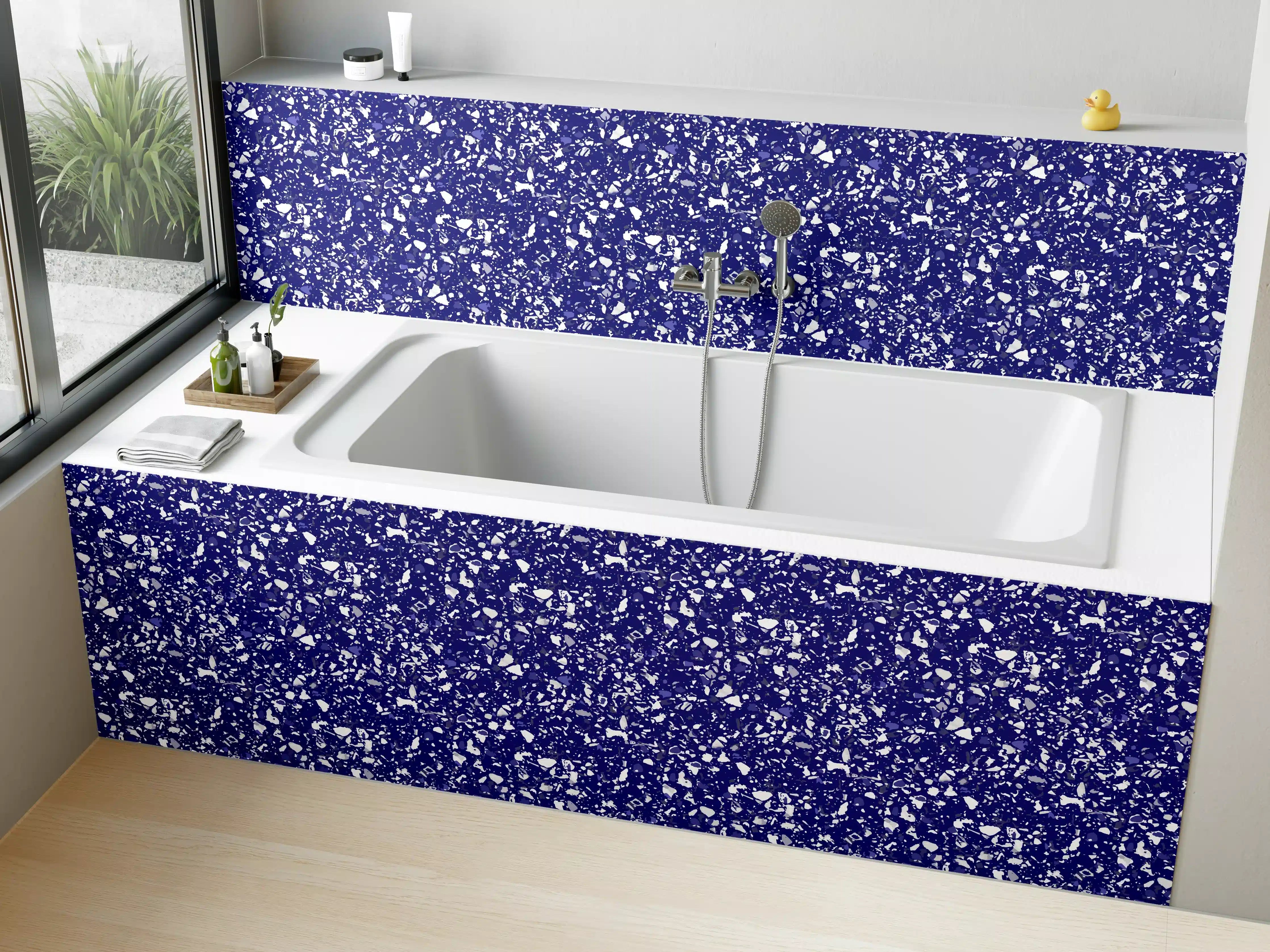 Badewannen-Rückwand - Leuchtende Blaue Glitzer-Textur