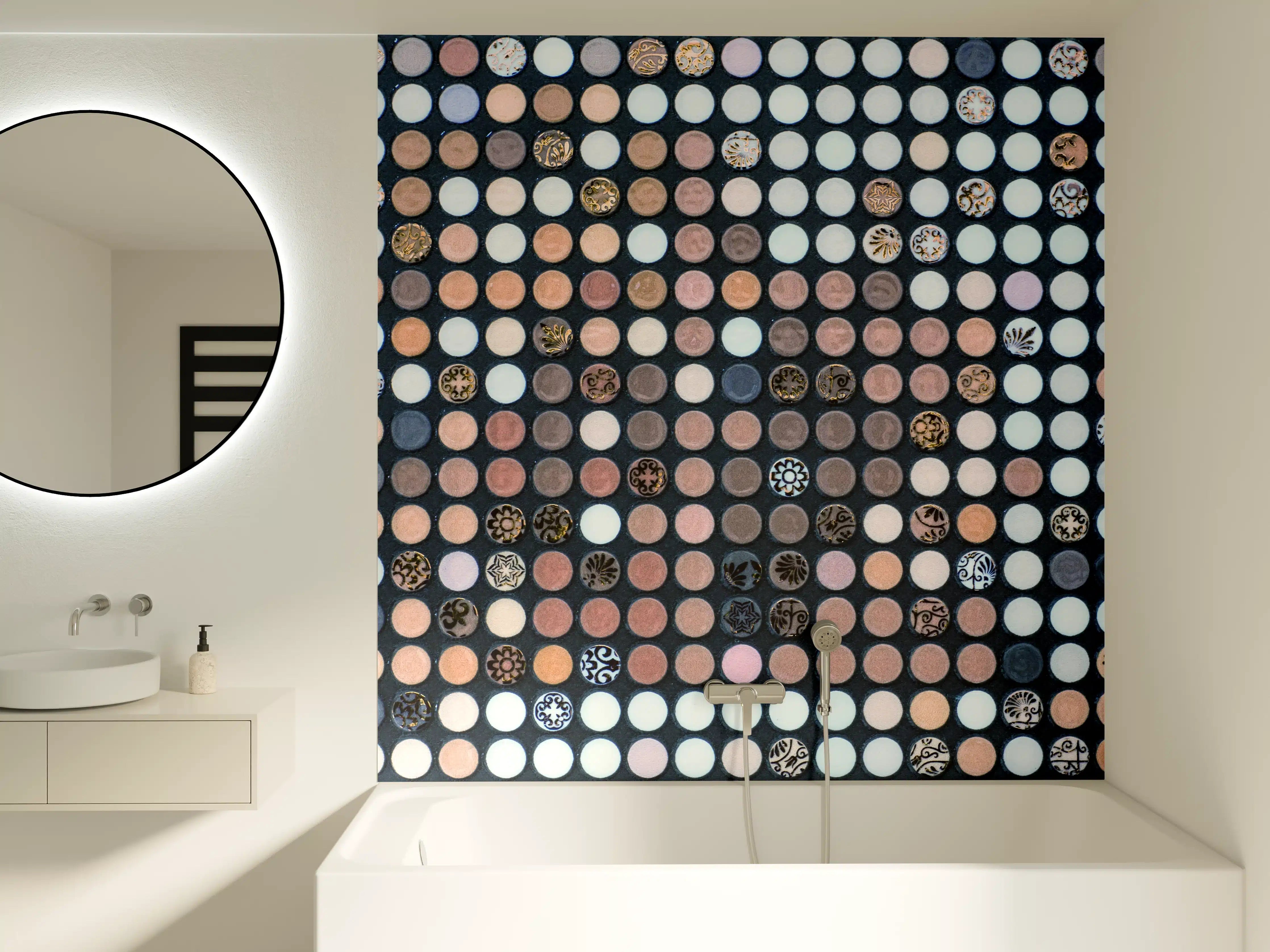 Badewannen-Rückwand - Leuchtende Make-up-Pads in bunten Farben