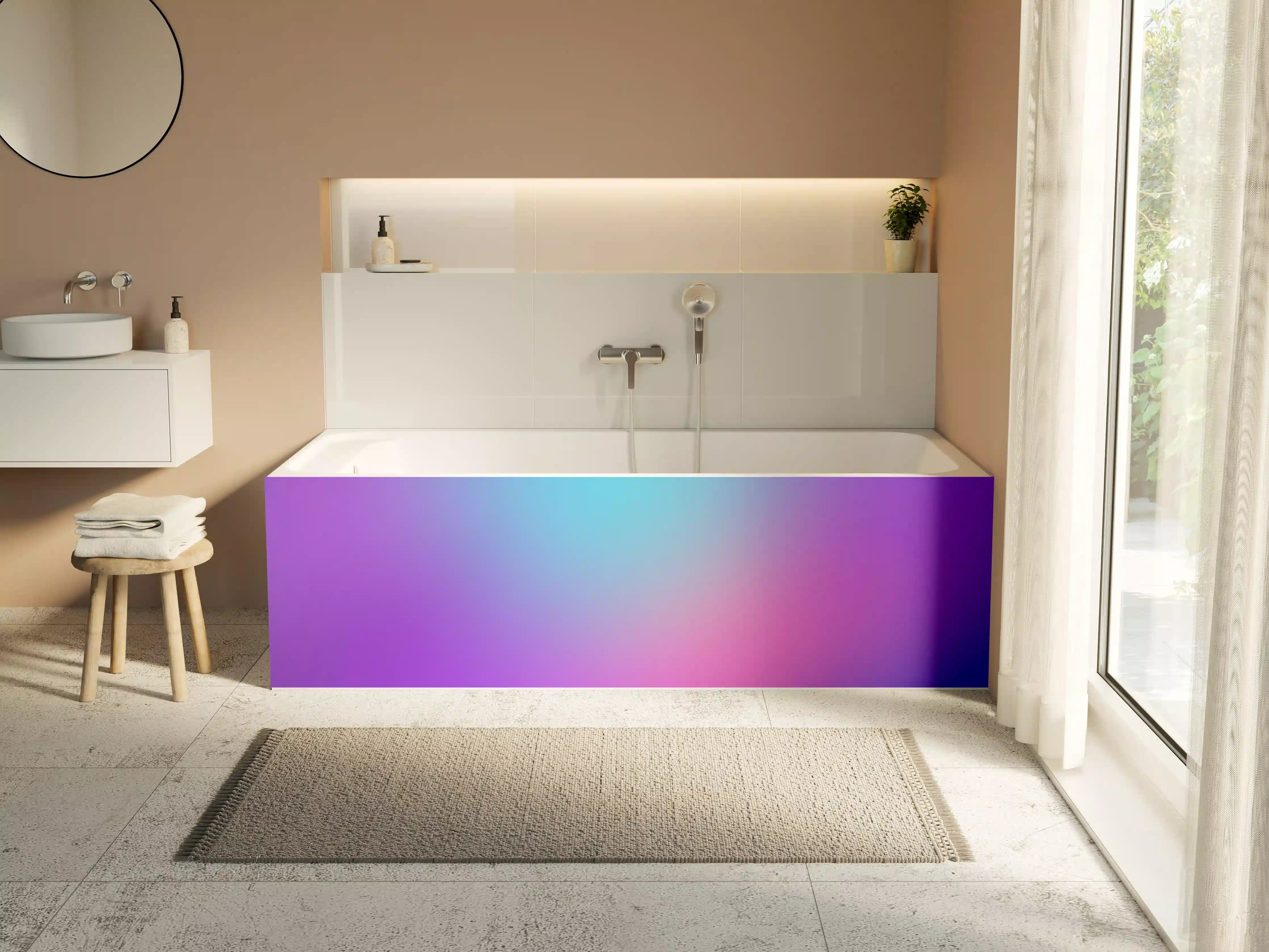 Badewannen-Rückwand - Leuchtender Lila-Pink Farbverlauf