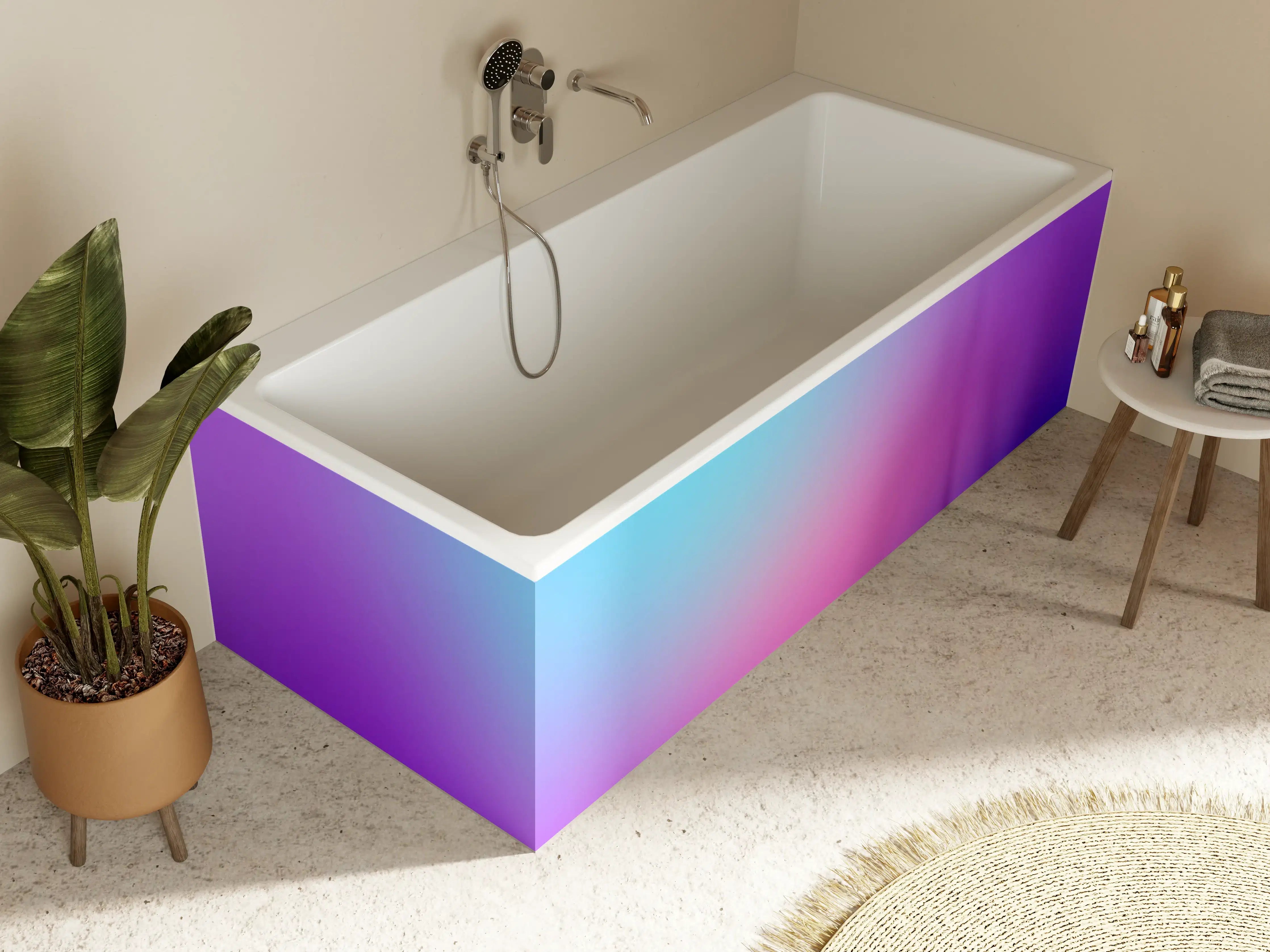 Badewannen-Rückwand - Leuchtender Lila-Pink Farbverlauf