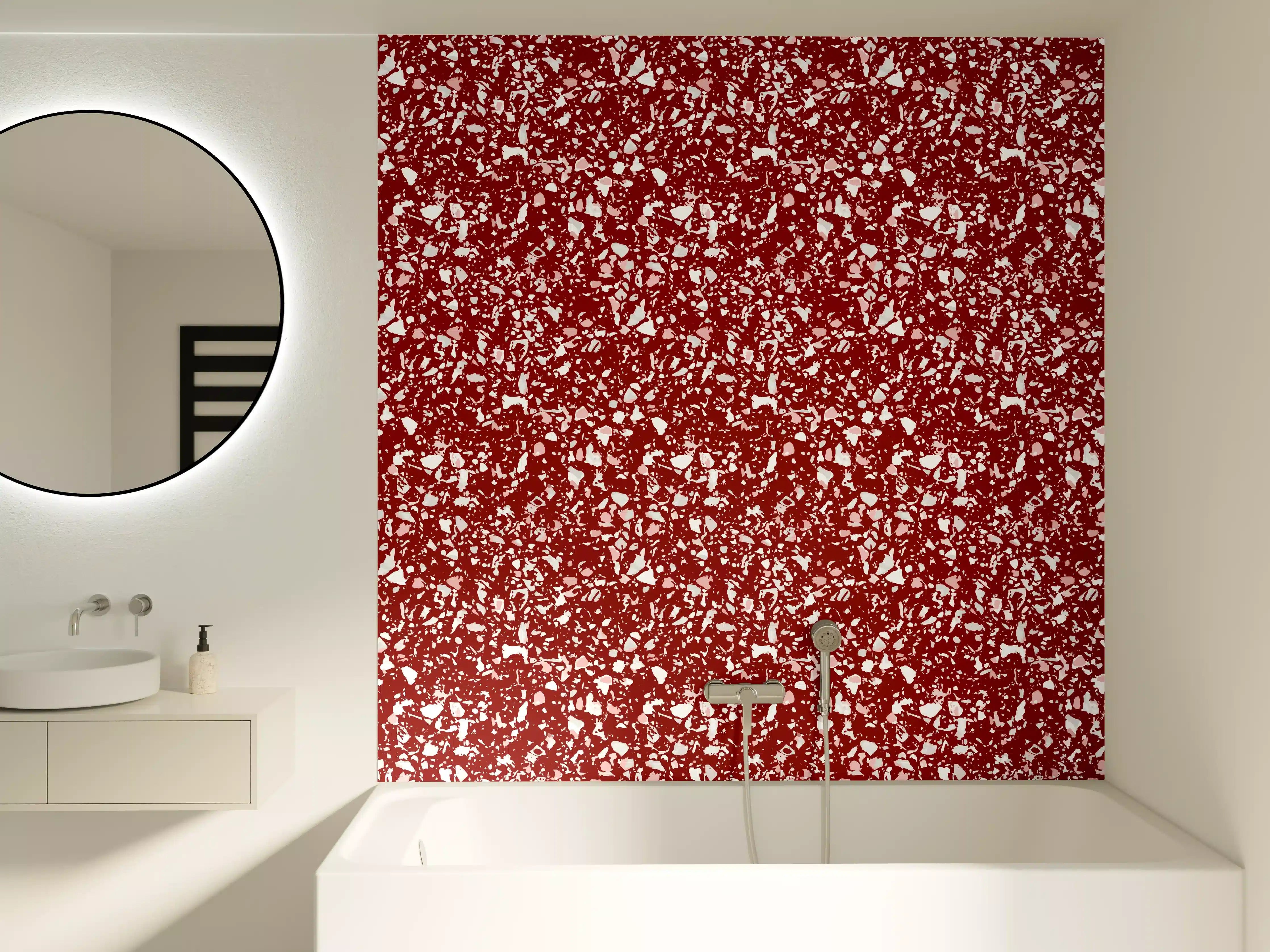Badewannen-Rückwand - Leuchtendes Rot mit Glitter-Effekt