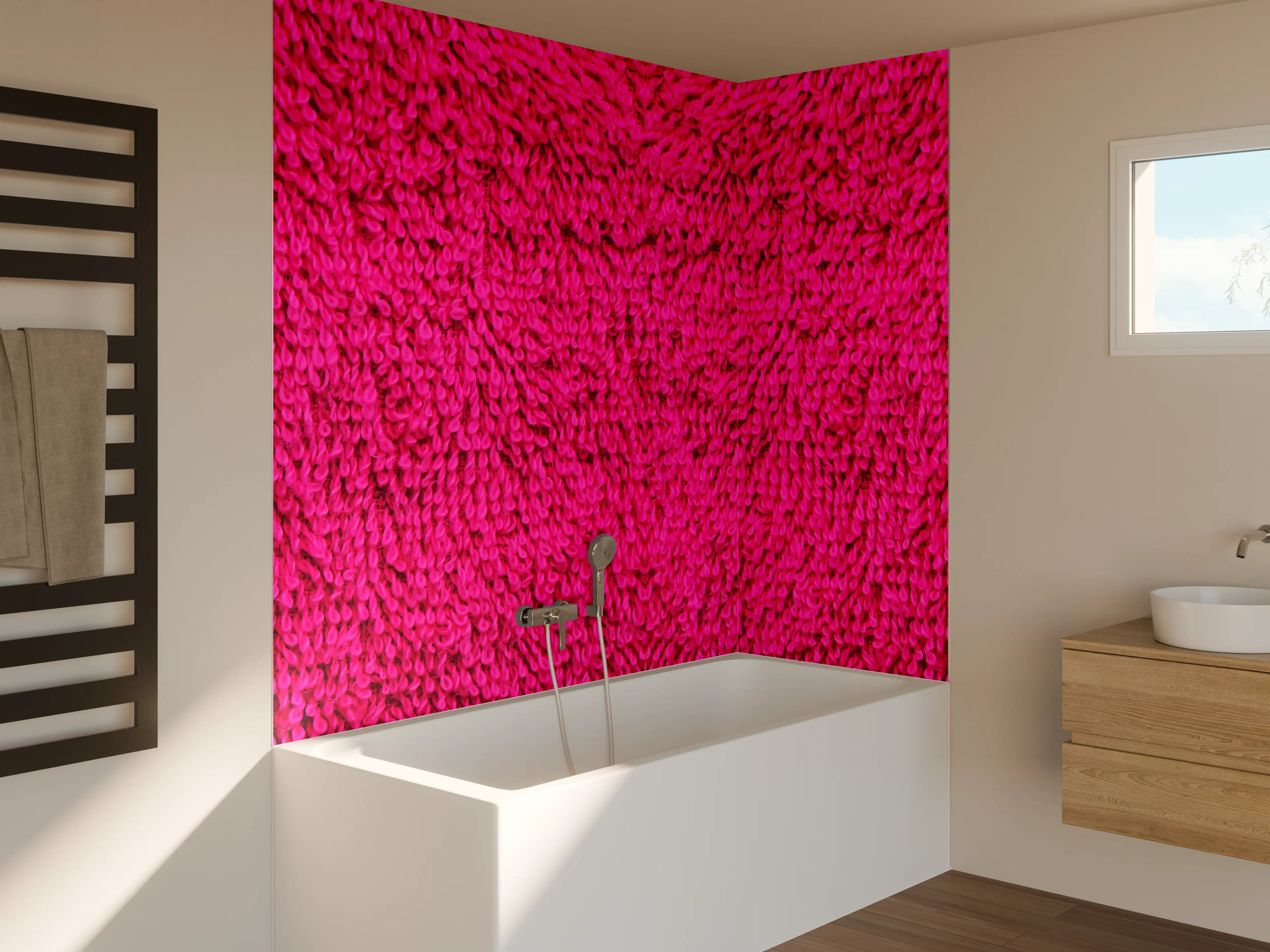 Badewannen-Rückwand - Lila Frottee Handtuch Textur