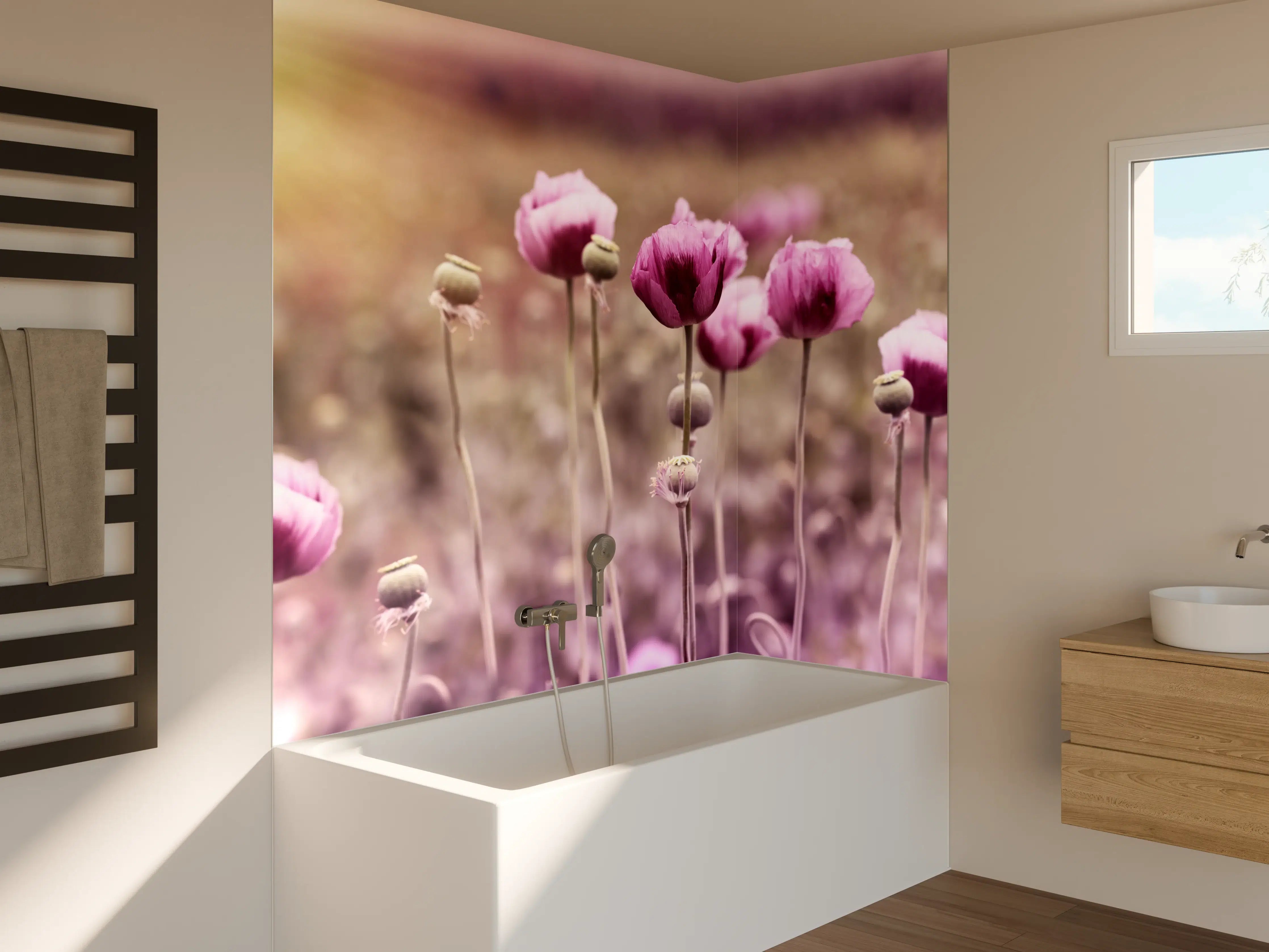 Badewannen-Rückwand - Lila Mohnblume