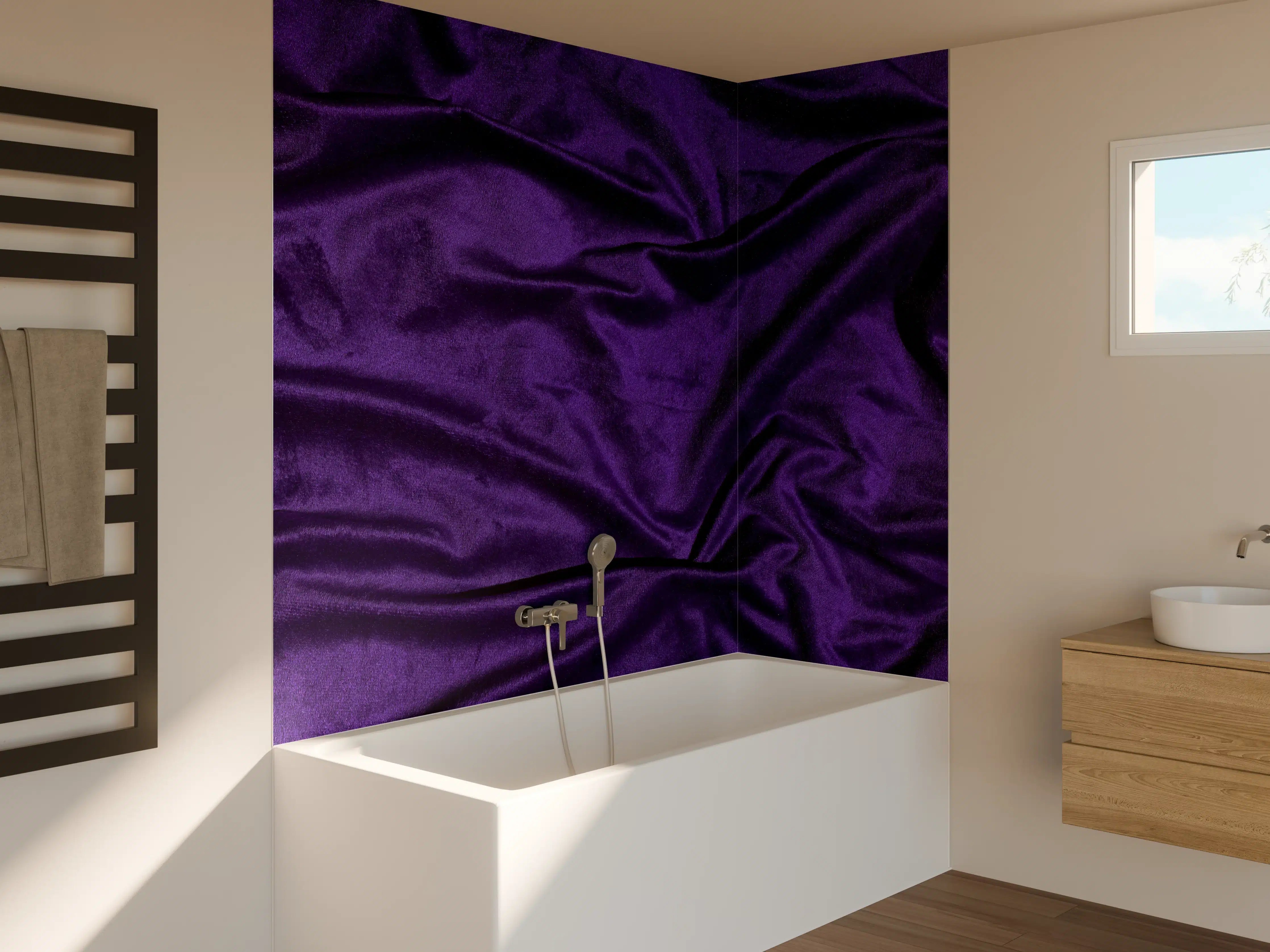 Badewannen-Rückwand - Lila Satin Seide