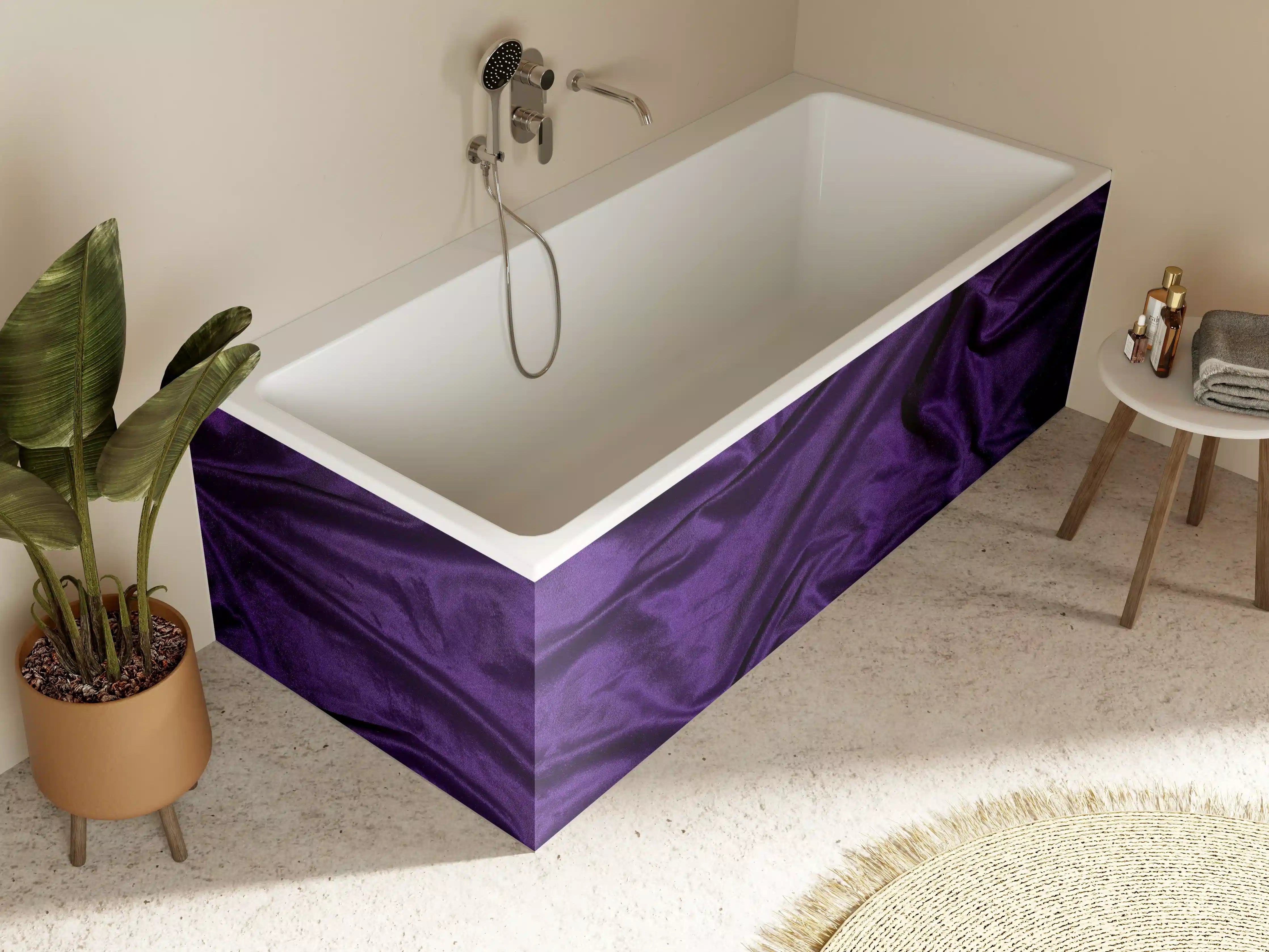 Badewannen-Rückwand - Lila Satin Seide