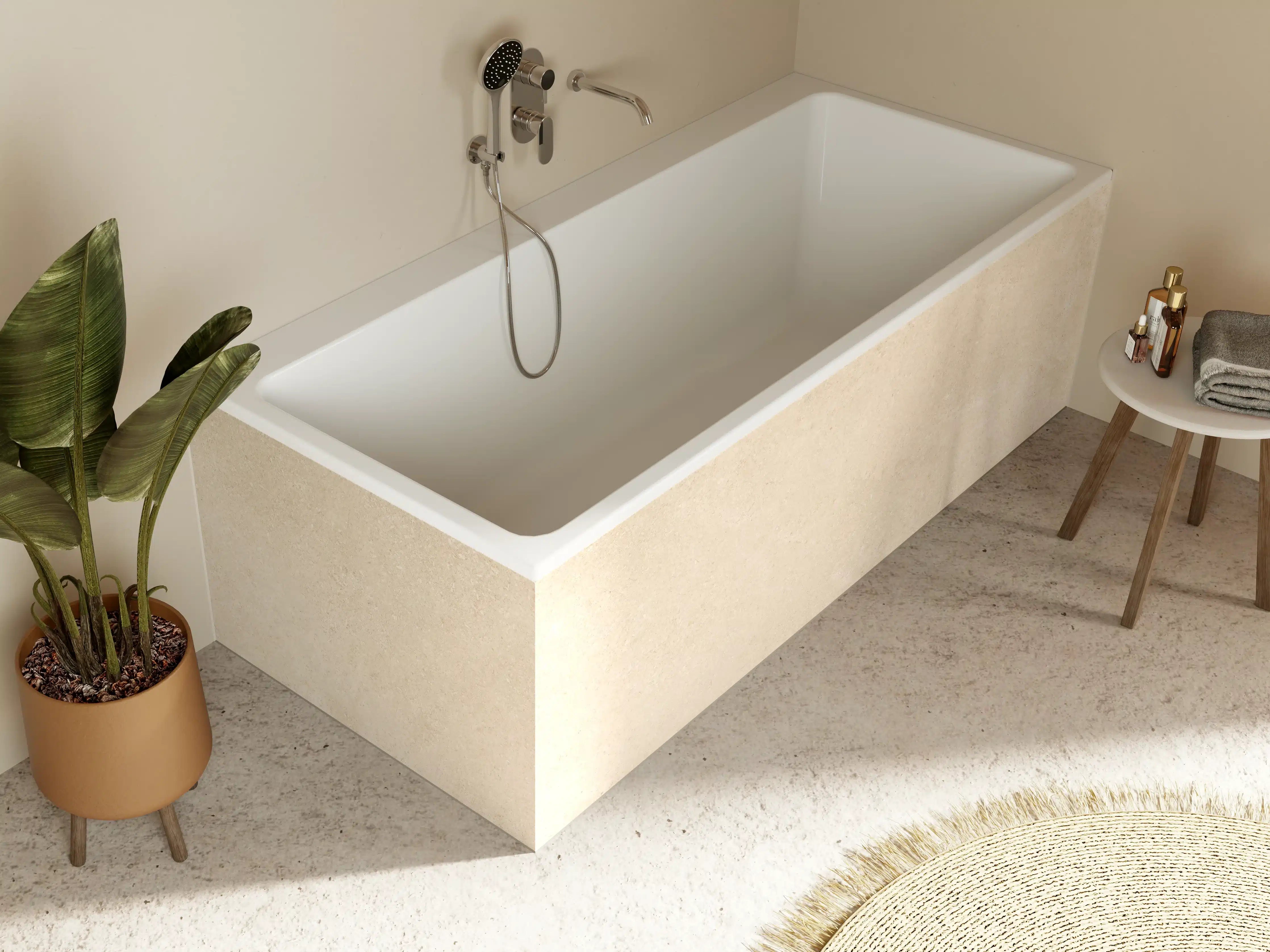 Badewannen-Rückwand - Limestone Marble Cream Texture
