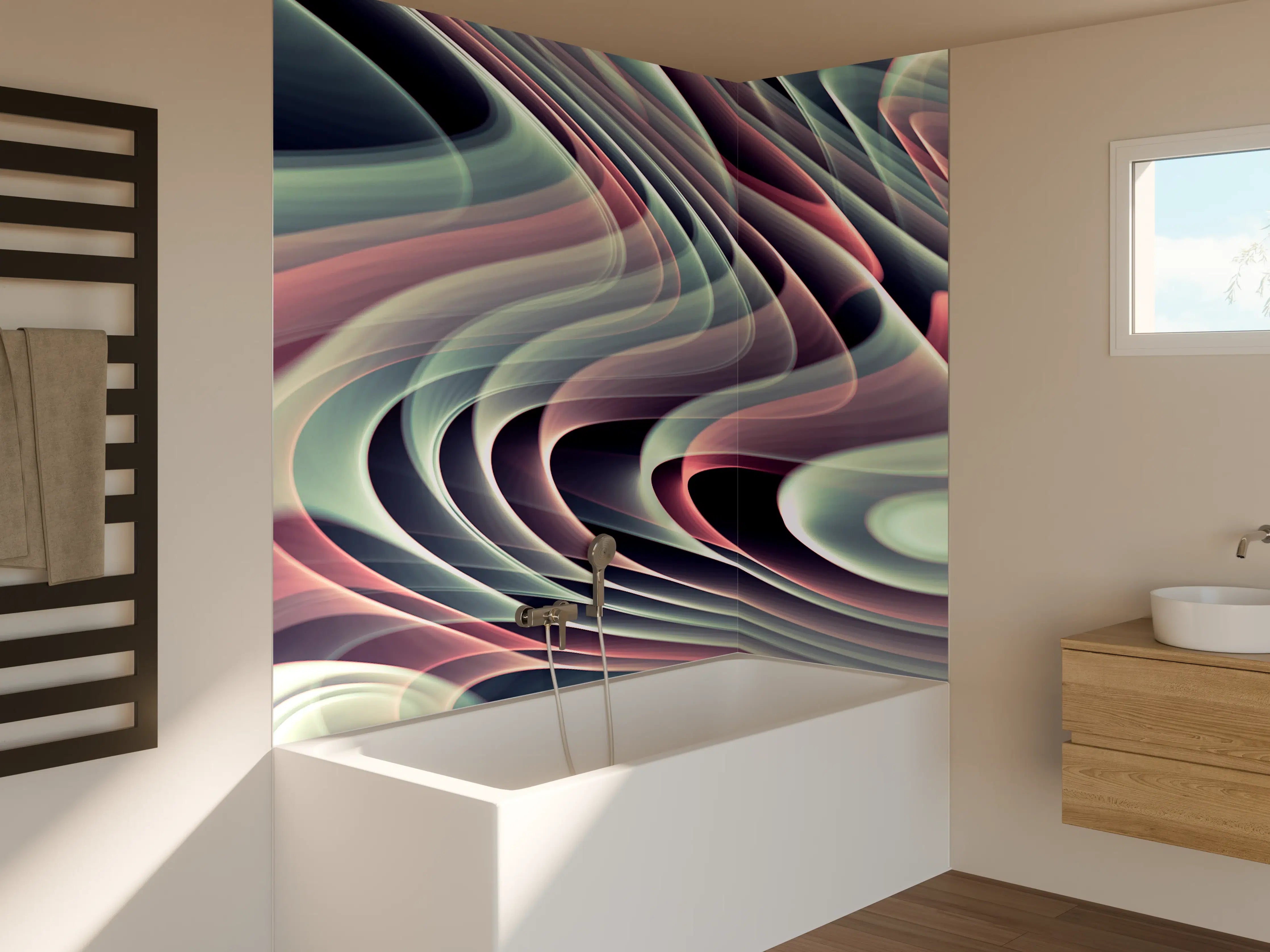 Badewannen-Rückwand - Linienartiger Hintergrund - Abstrakt