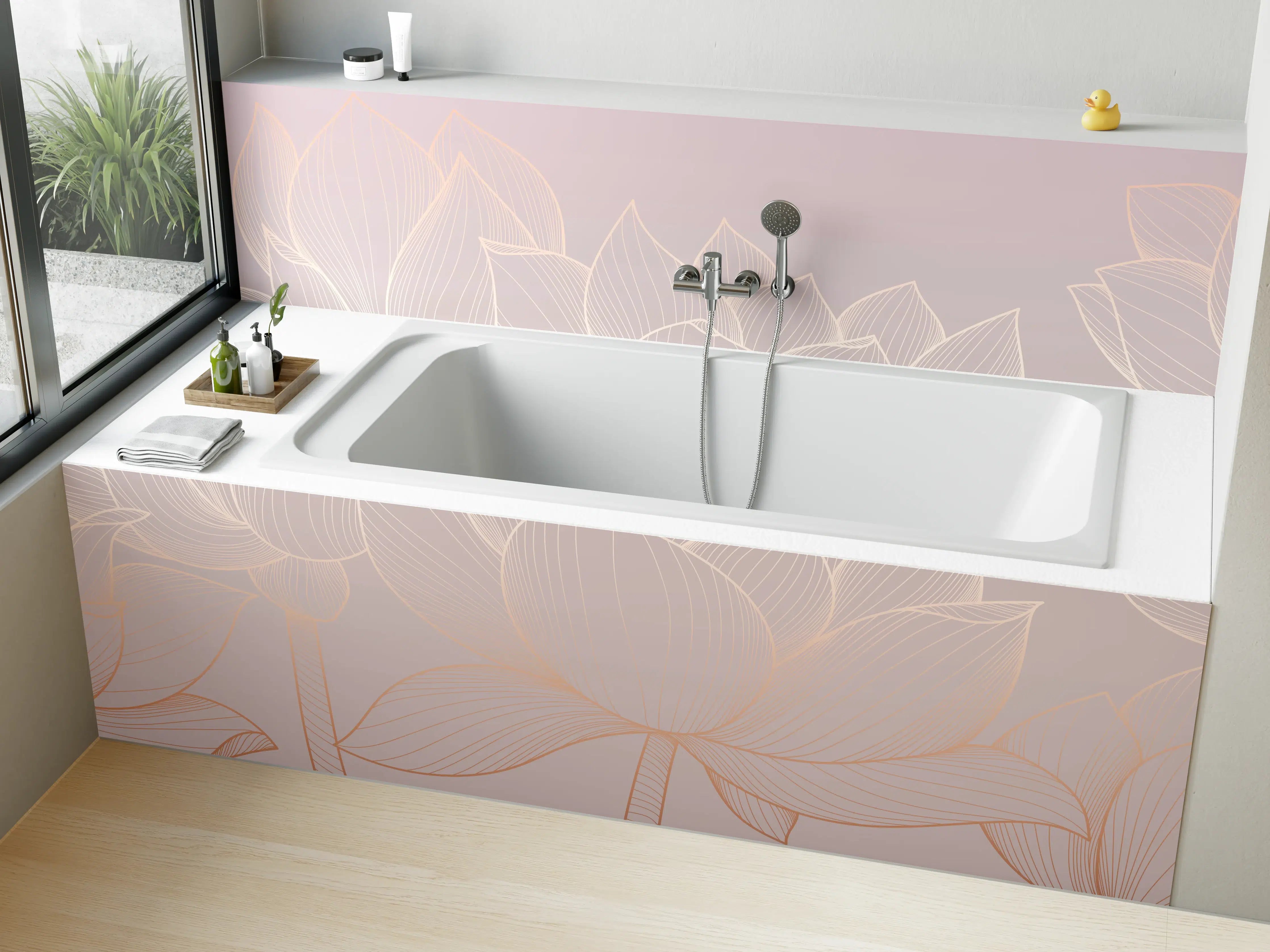 Badewannen-Rückwand - Lotus-Lineart Pastelltöne