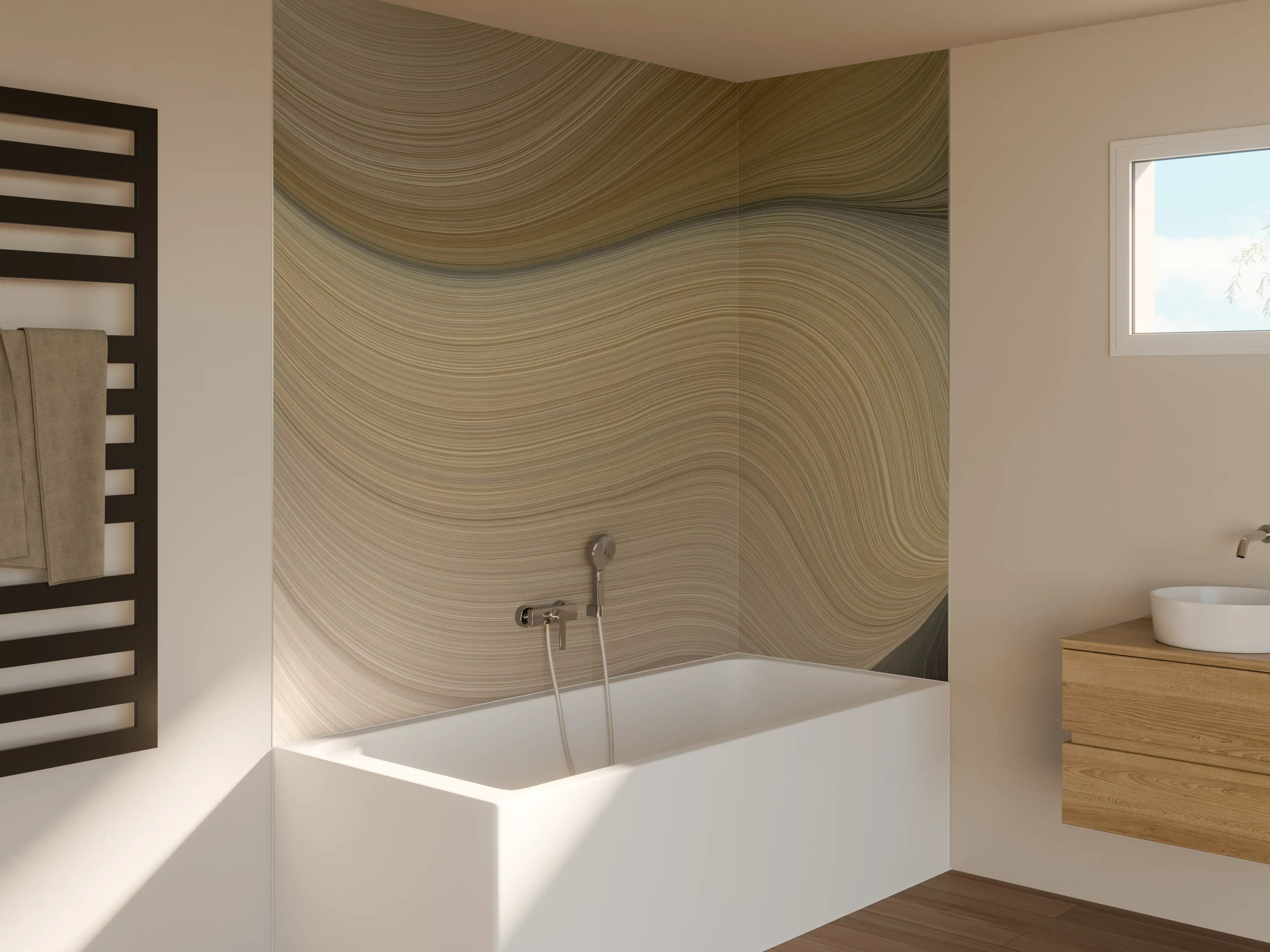 Badewannen-Rückwand - Luxuriöse Beige-Grau-Marmor-Textur