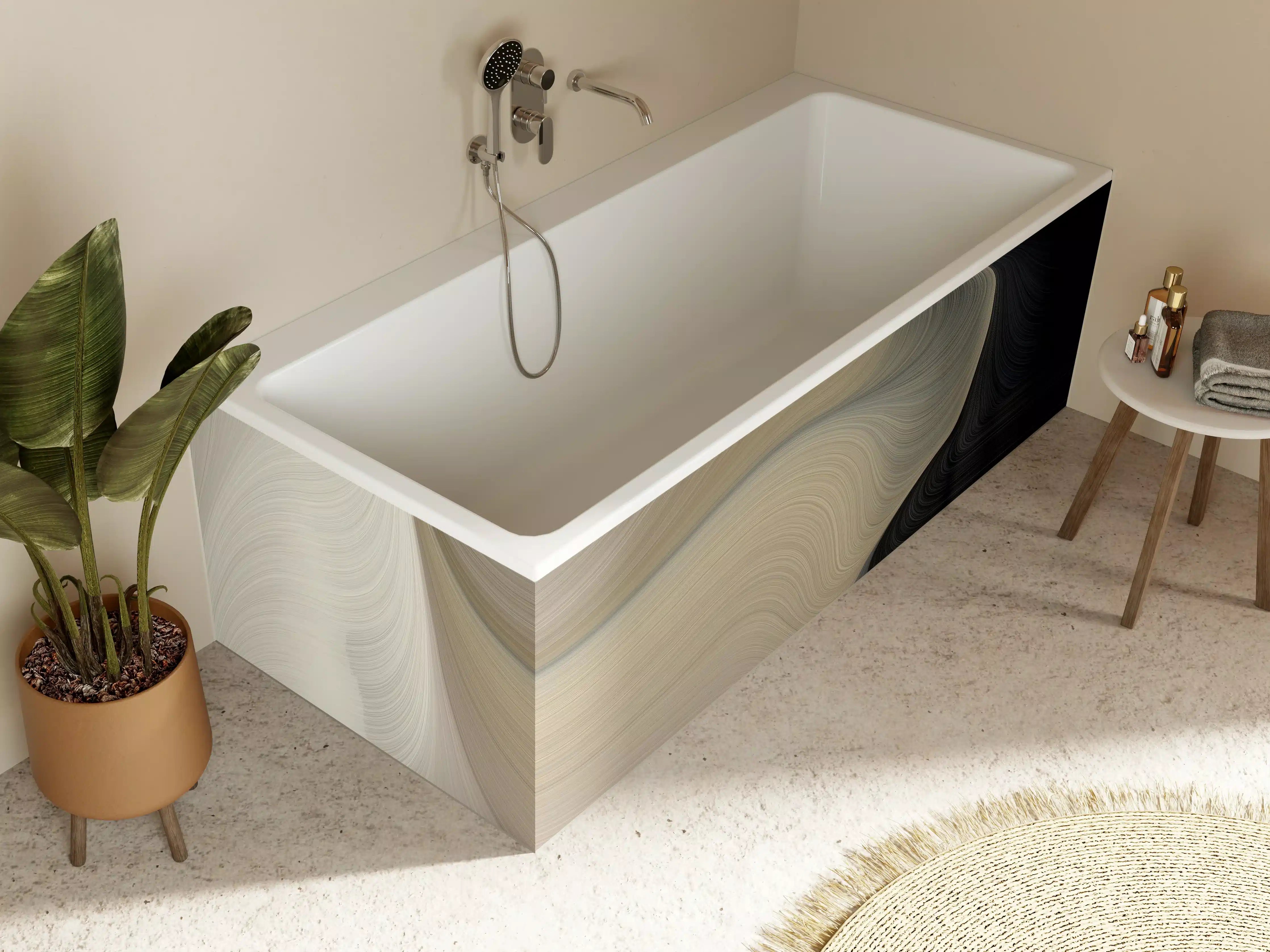 Badewannen-Rückwand - Luxuriöse Beige-Grau-Marmor-Textur