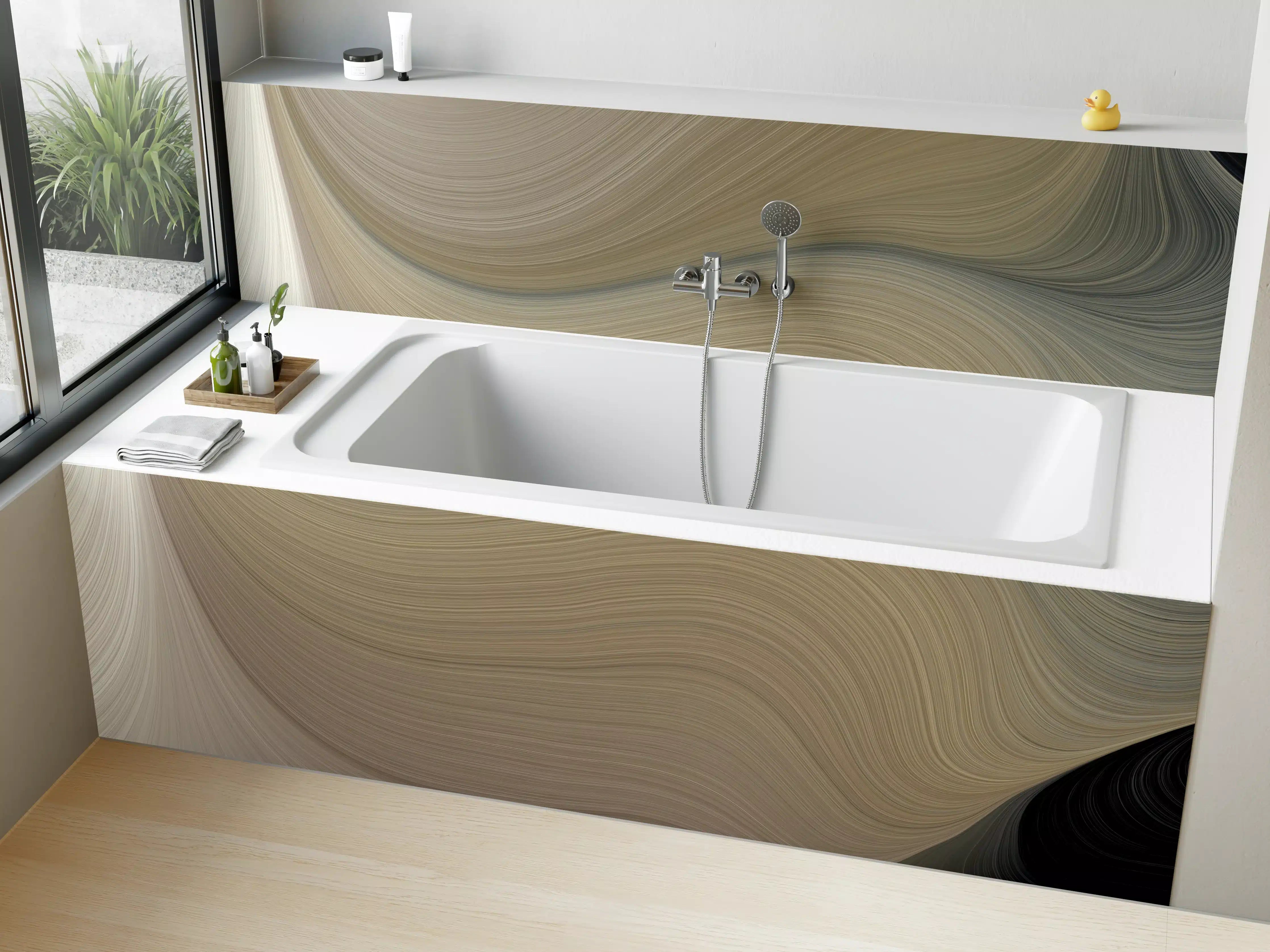 Badewannen-Rückwand - Luxuriöse Beige-Grau-Marmor-Textur