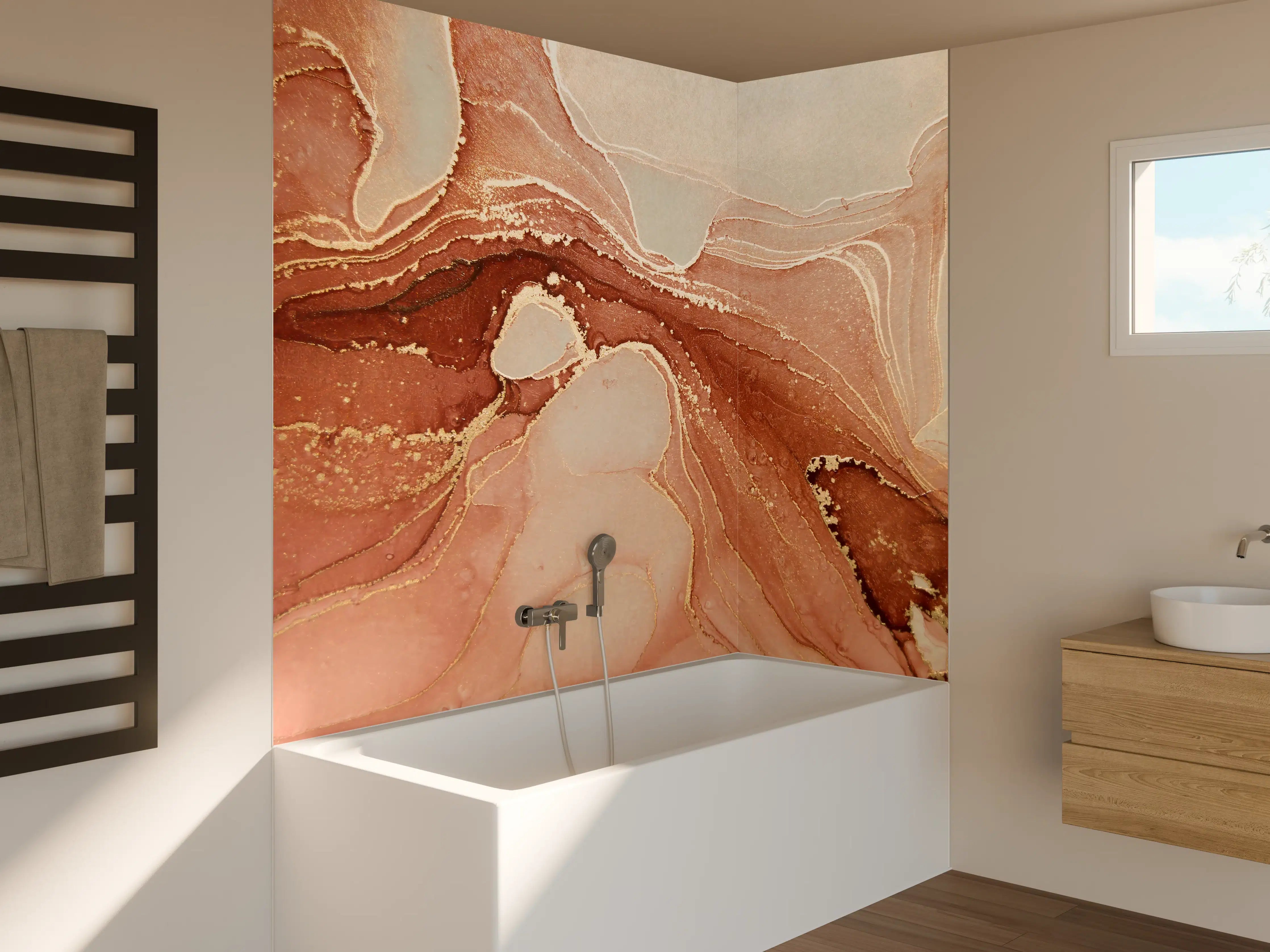 Badewannen-Rückwand - Luxuriöse Darstellung durch flüssige Kunst
