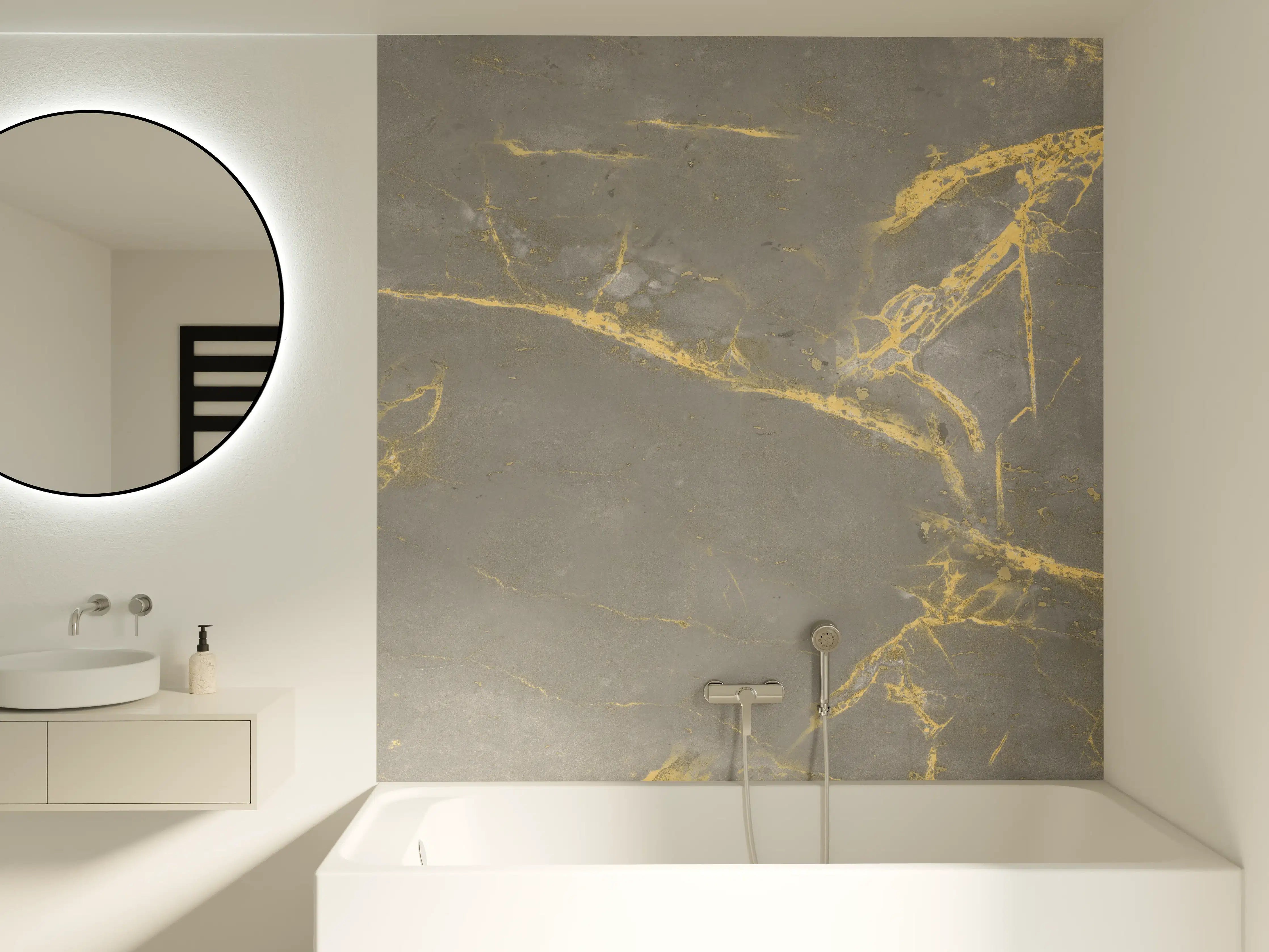 Badewannen-Rückwand - Luxuriöse Goldmarmor-Textur