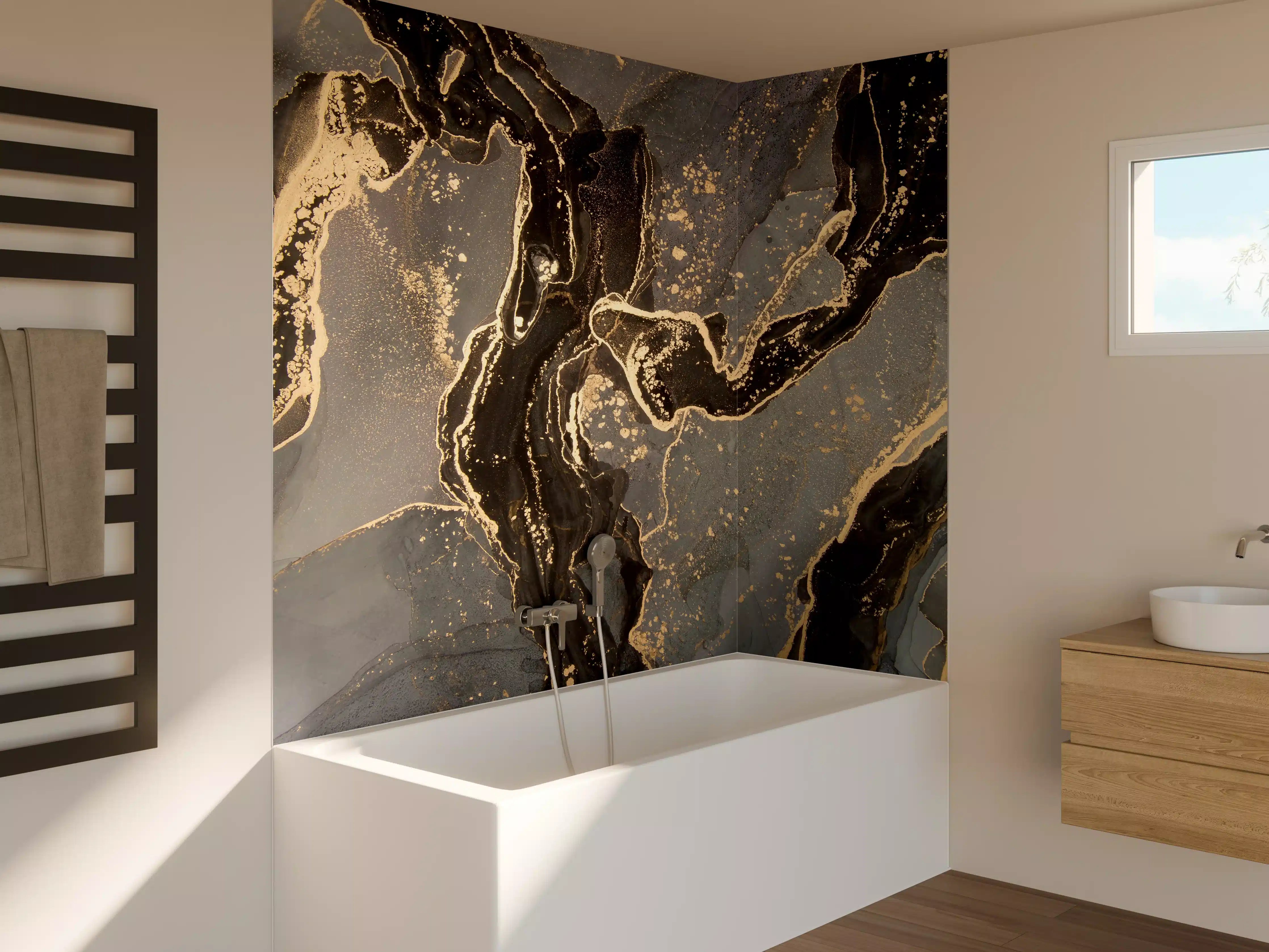 Badewannen-Rückwand - Luxuriöse abstrakte Flüssigkunstmalerei