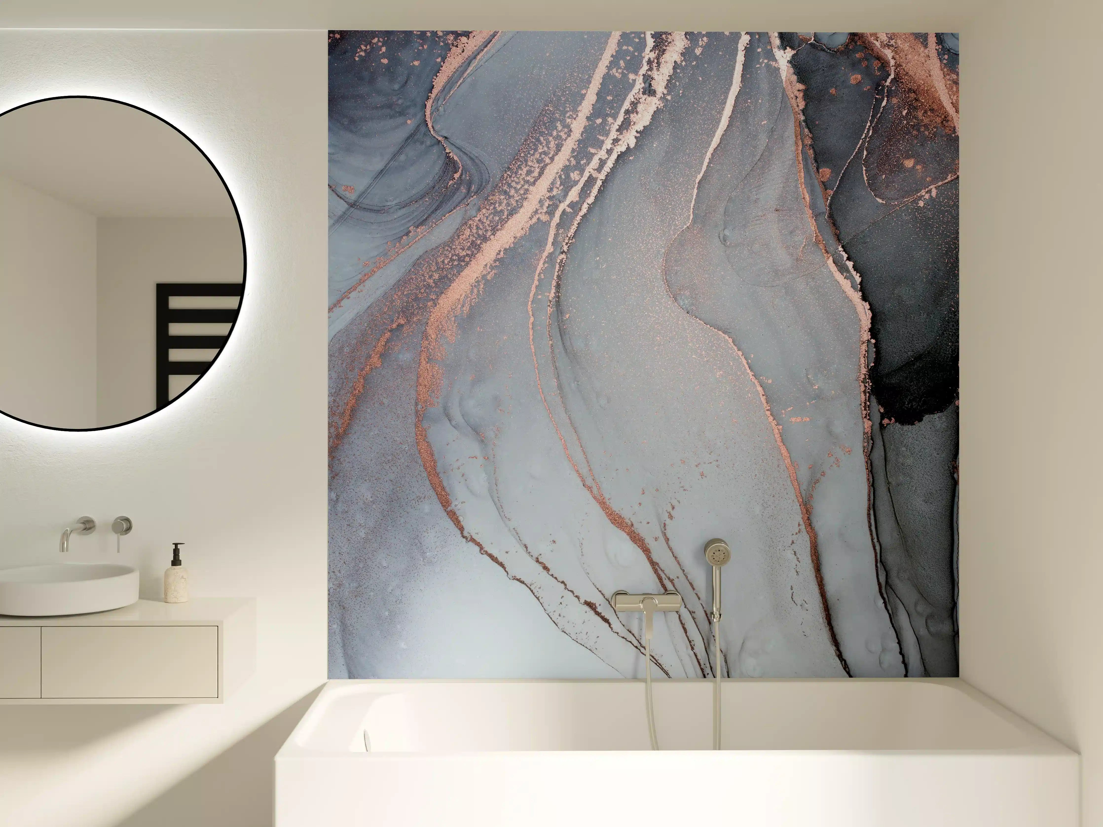 Badewannen-Rückwand - Luxus Flüssigkunstmalerei - Alkoholtechnik