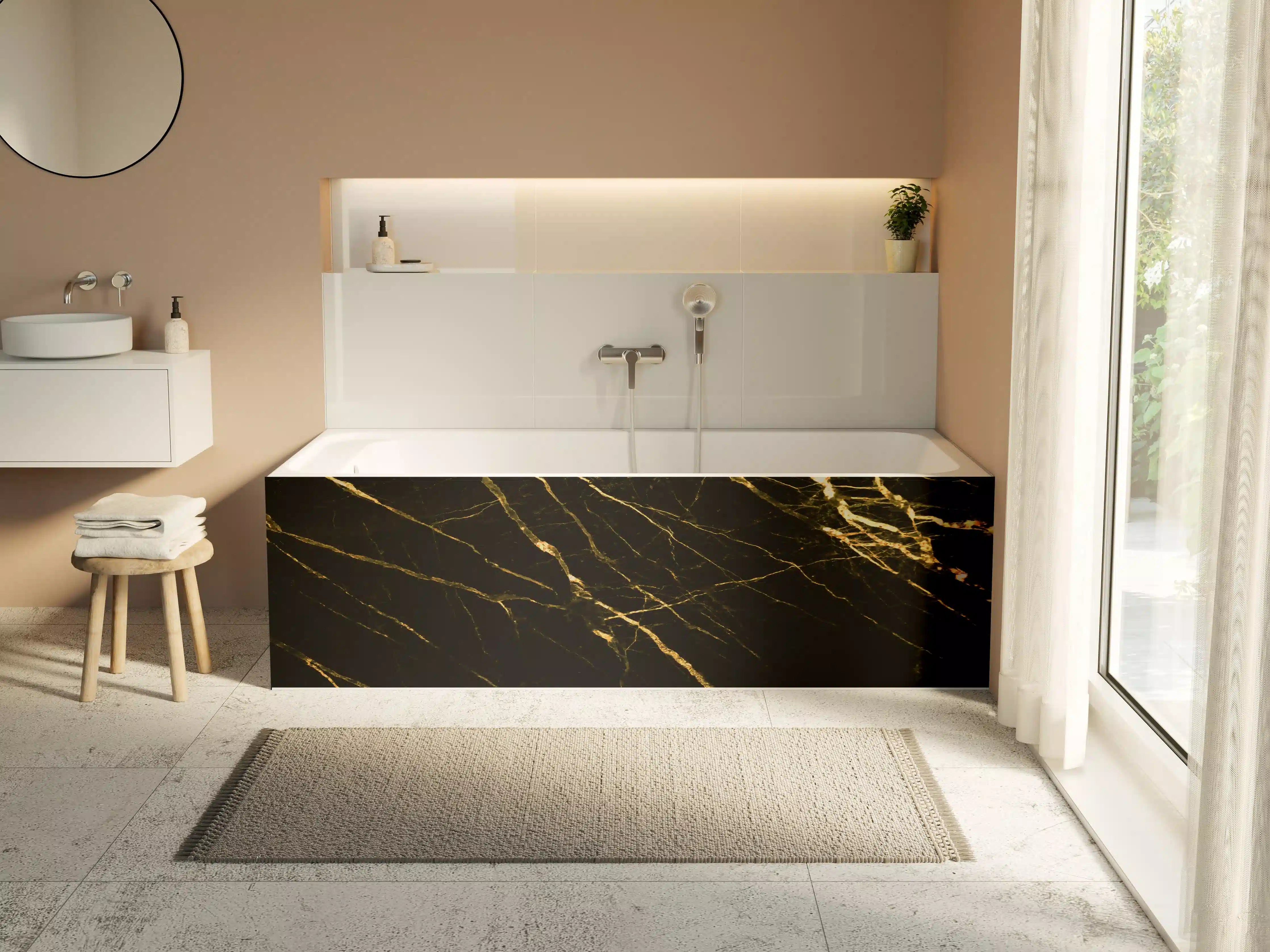 Badewannen-Rückwand - Luxus Goldmarmortextur