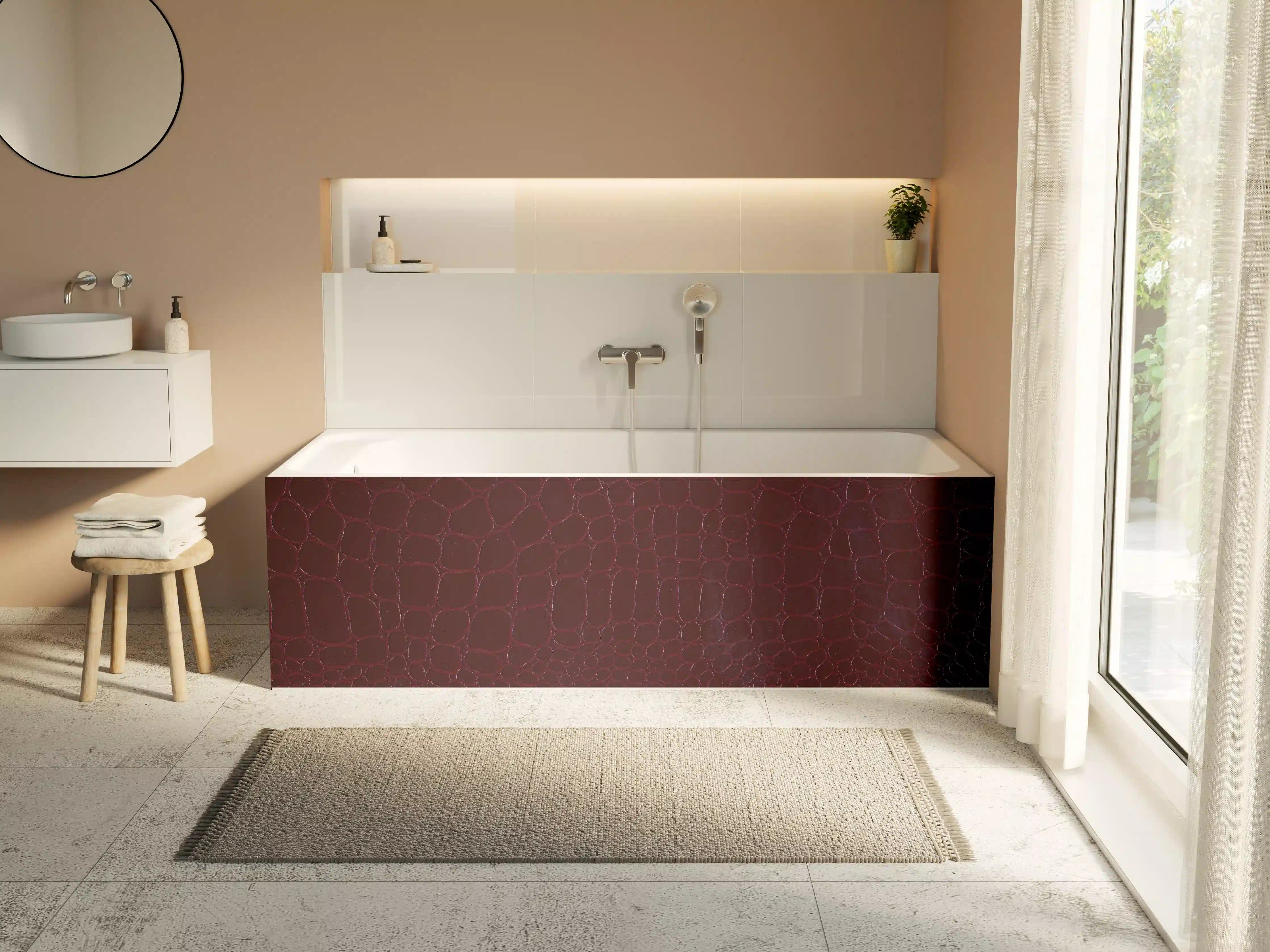 Badewannen-Rückwand - Luxus Krokodillederimitat Rot