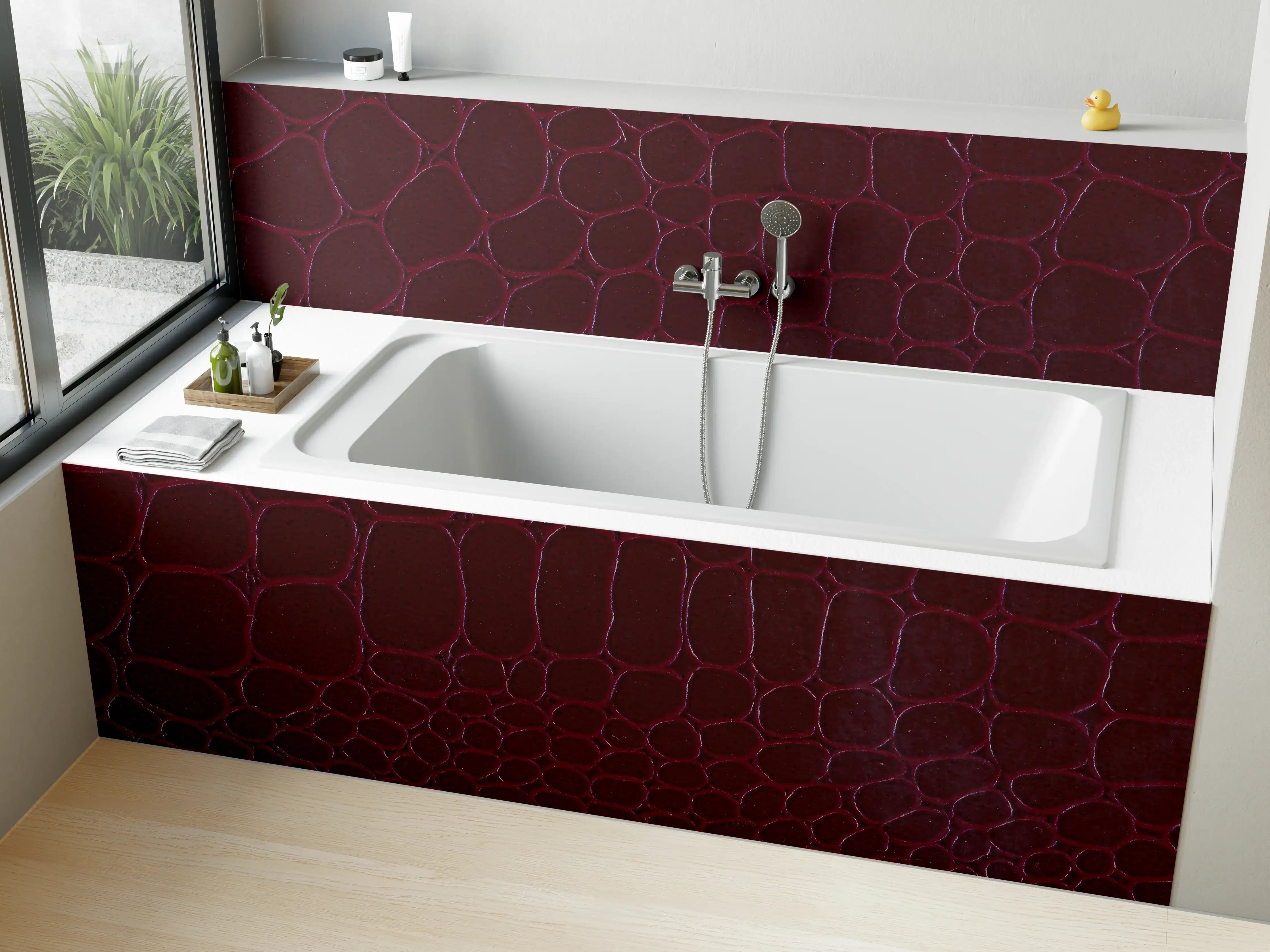 Badewannen-Rückwand - Luxus Krokodillederimitat Rot