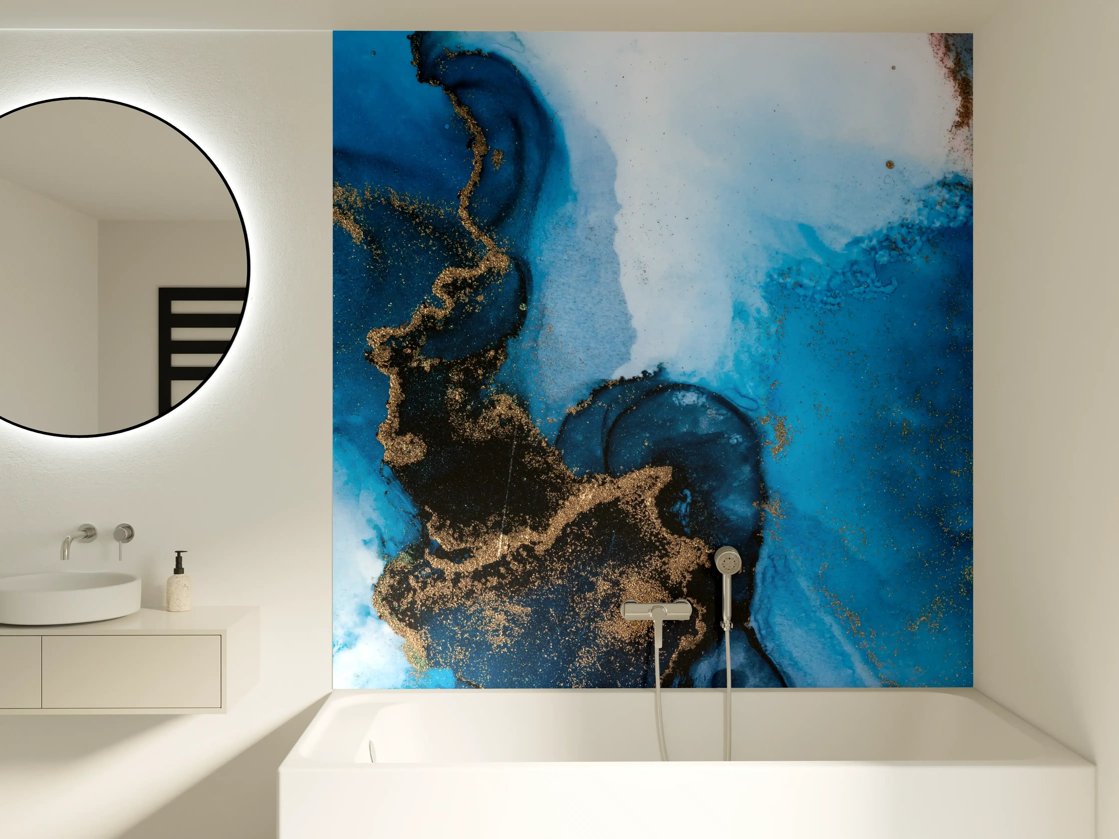 Badewannen-Rückwand - Luxus Marmor Textur - Flüssigmalerei