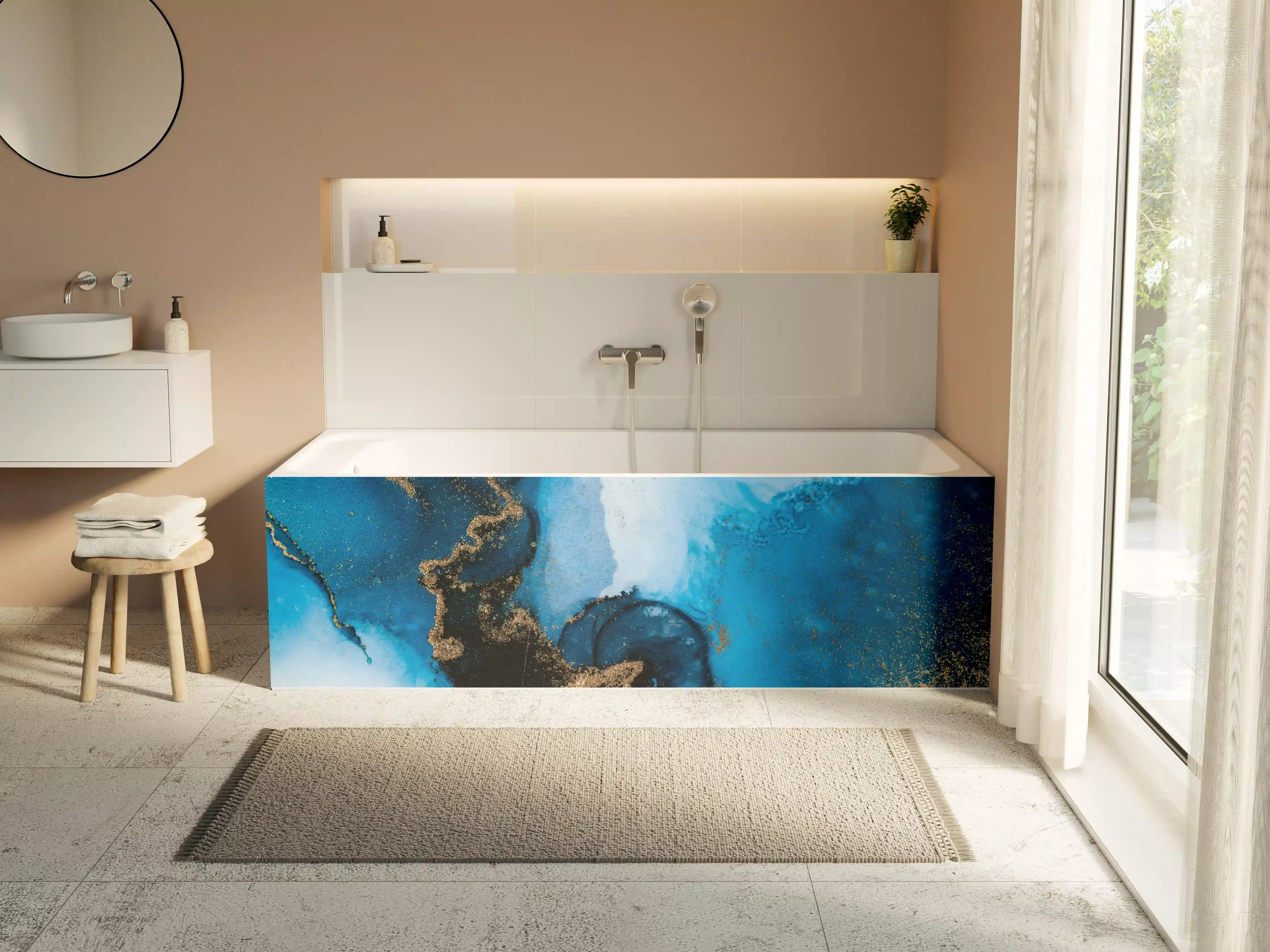 Badewannen-Rückwand - Luxus Marmor Textur - Flüssigmalerei
