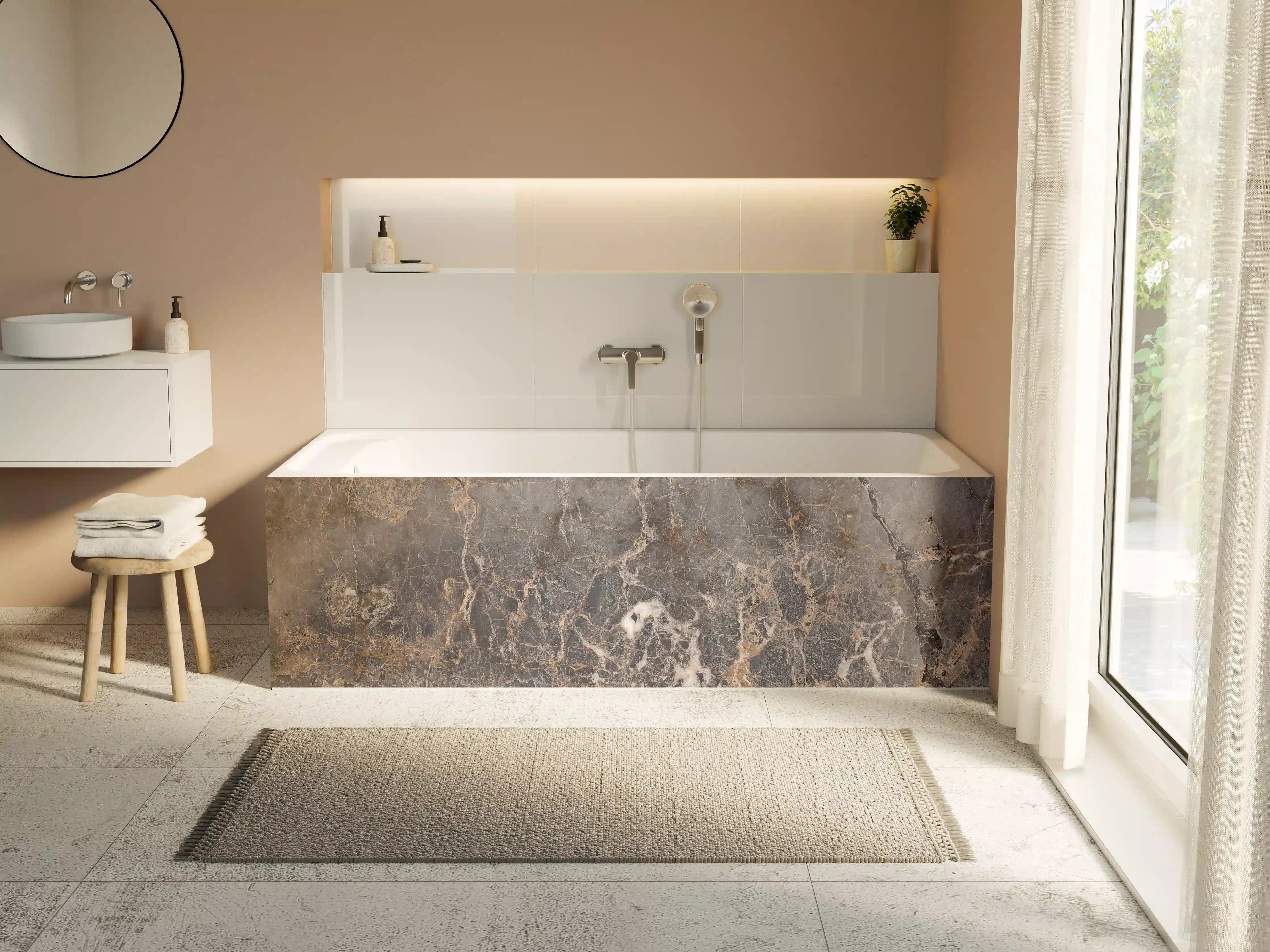 Badewannen-Rückwand - Luxus-Marmor-Textur in Braun-Schatten
