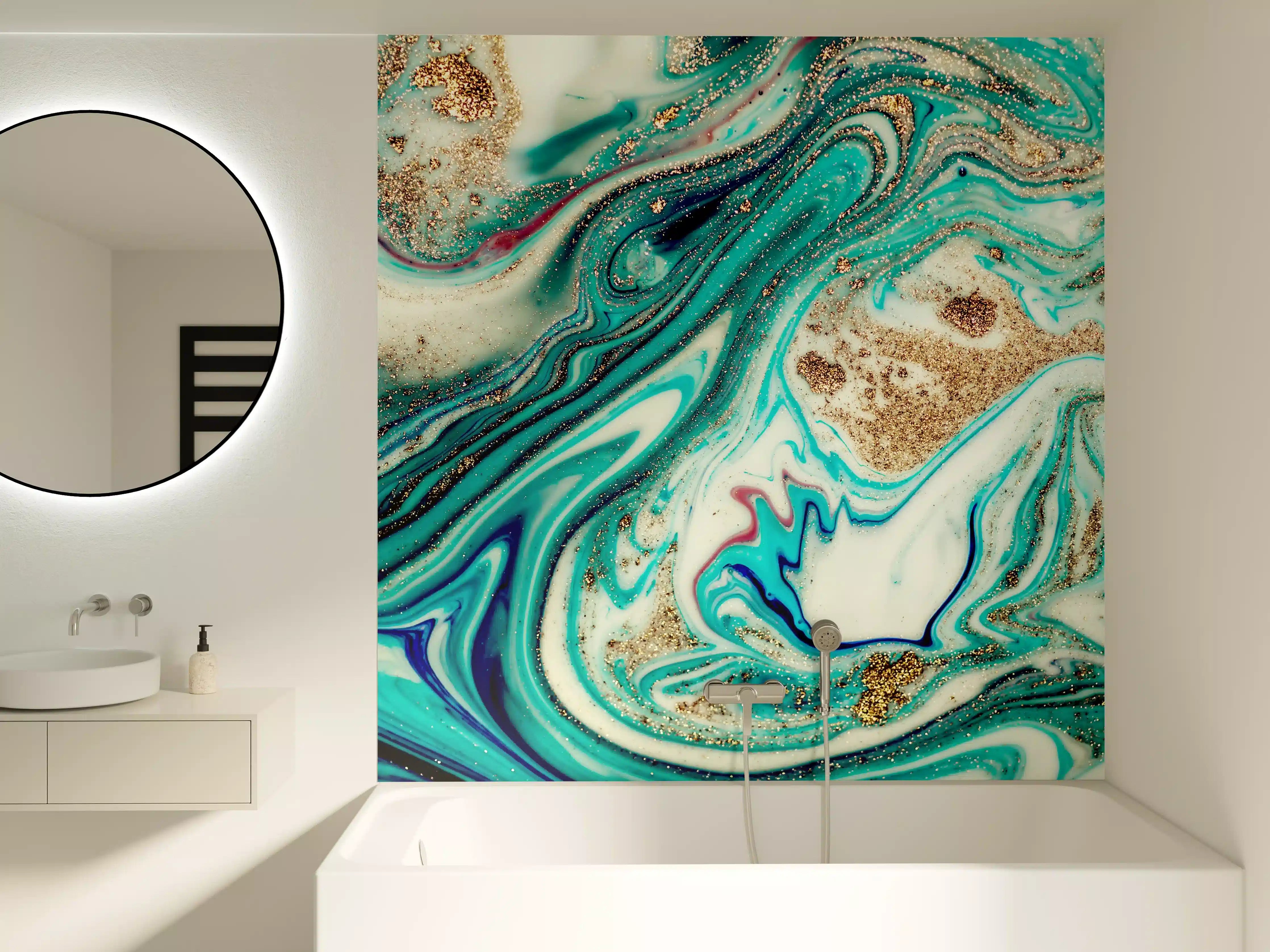 Badewannen-Rückwand - Magische Abstrakte Marmor-Kunst
