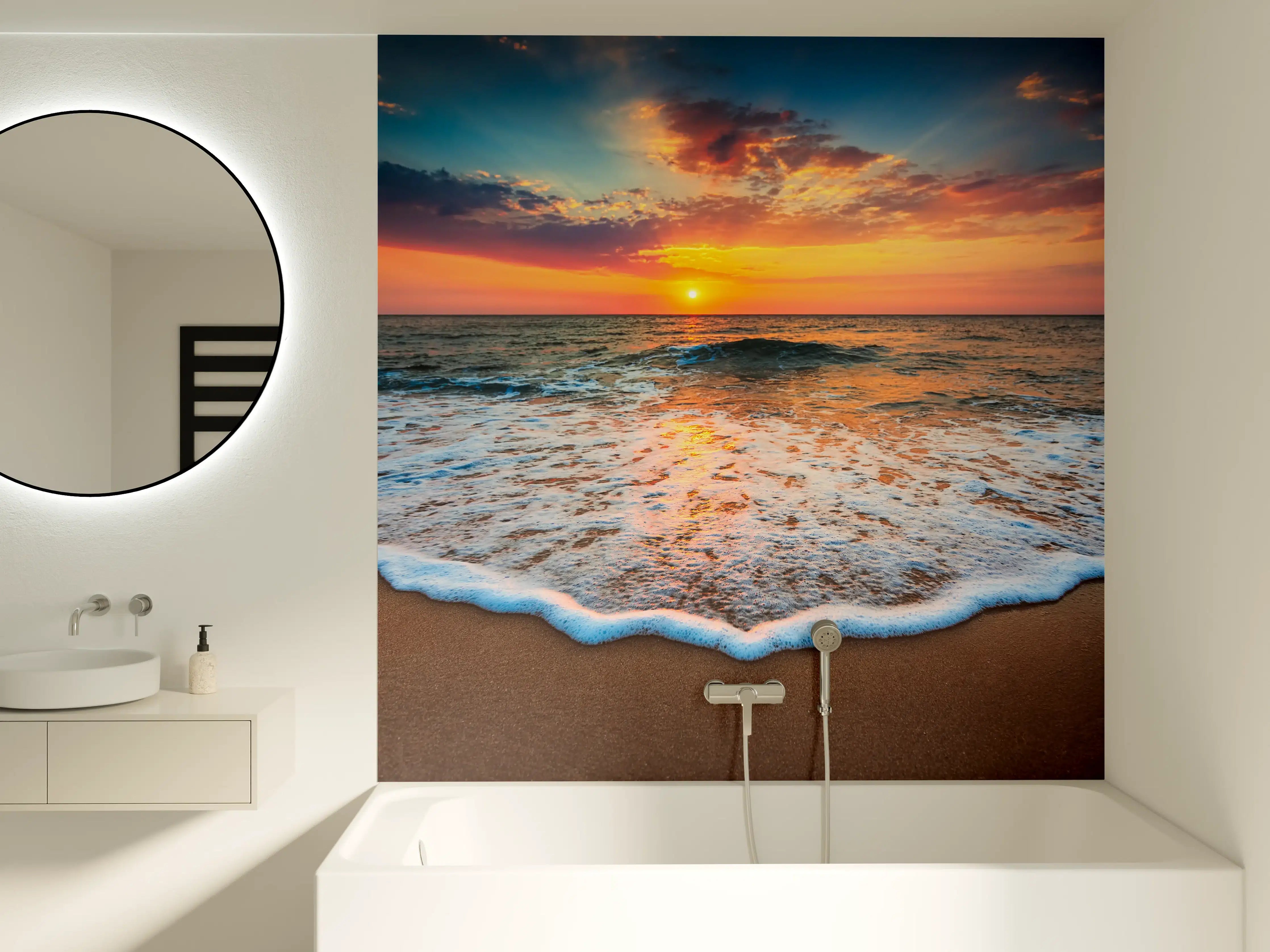 Badewannen-Rückwand - Magischer Sonnenaufgang Meer