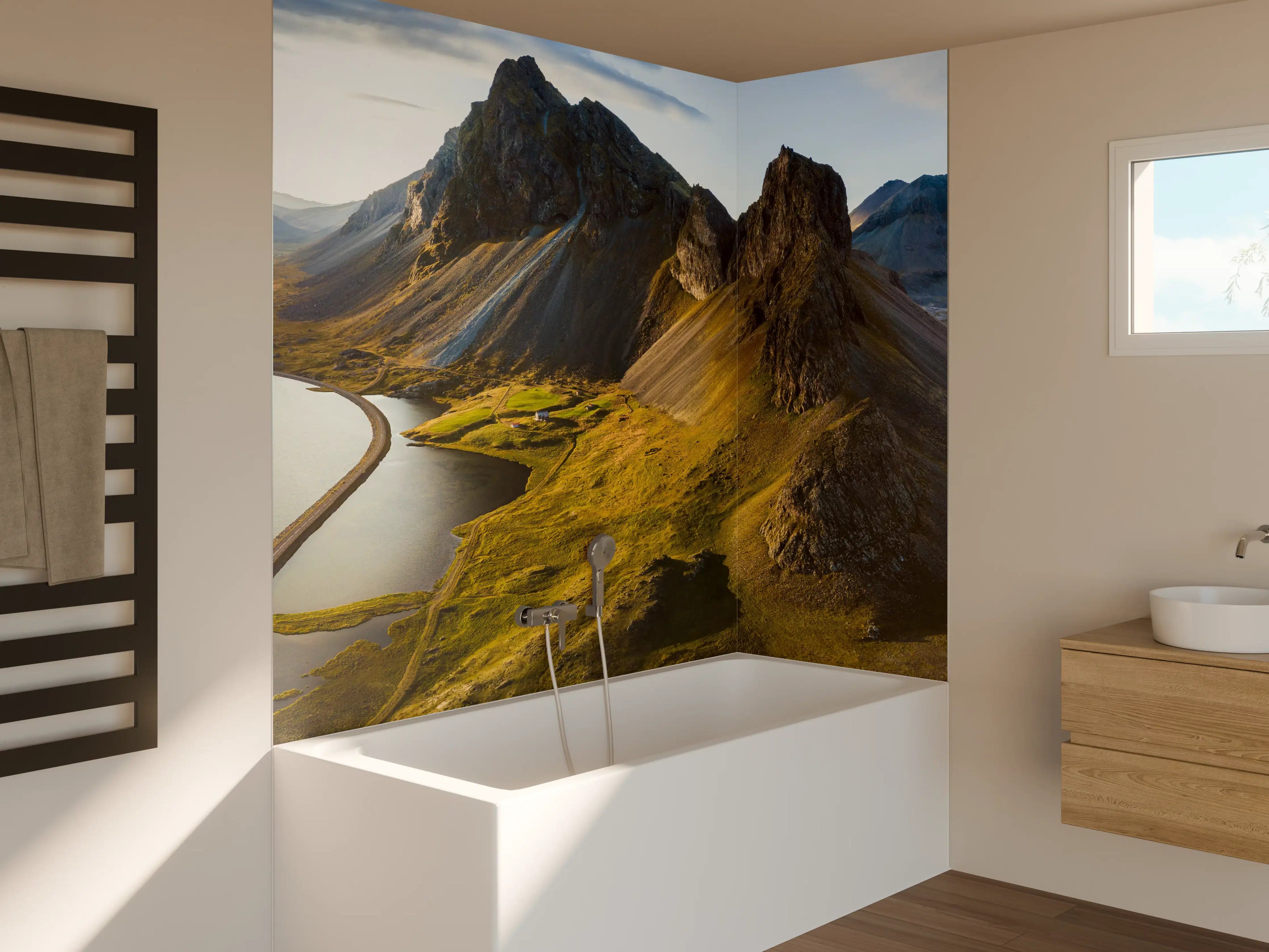 Badewannen-Rückwand - Majestätische Berge und Seen in natürlicher Schönheit