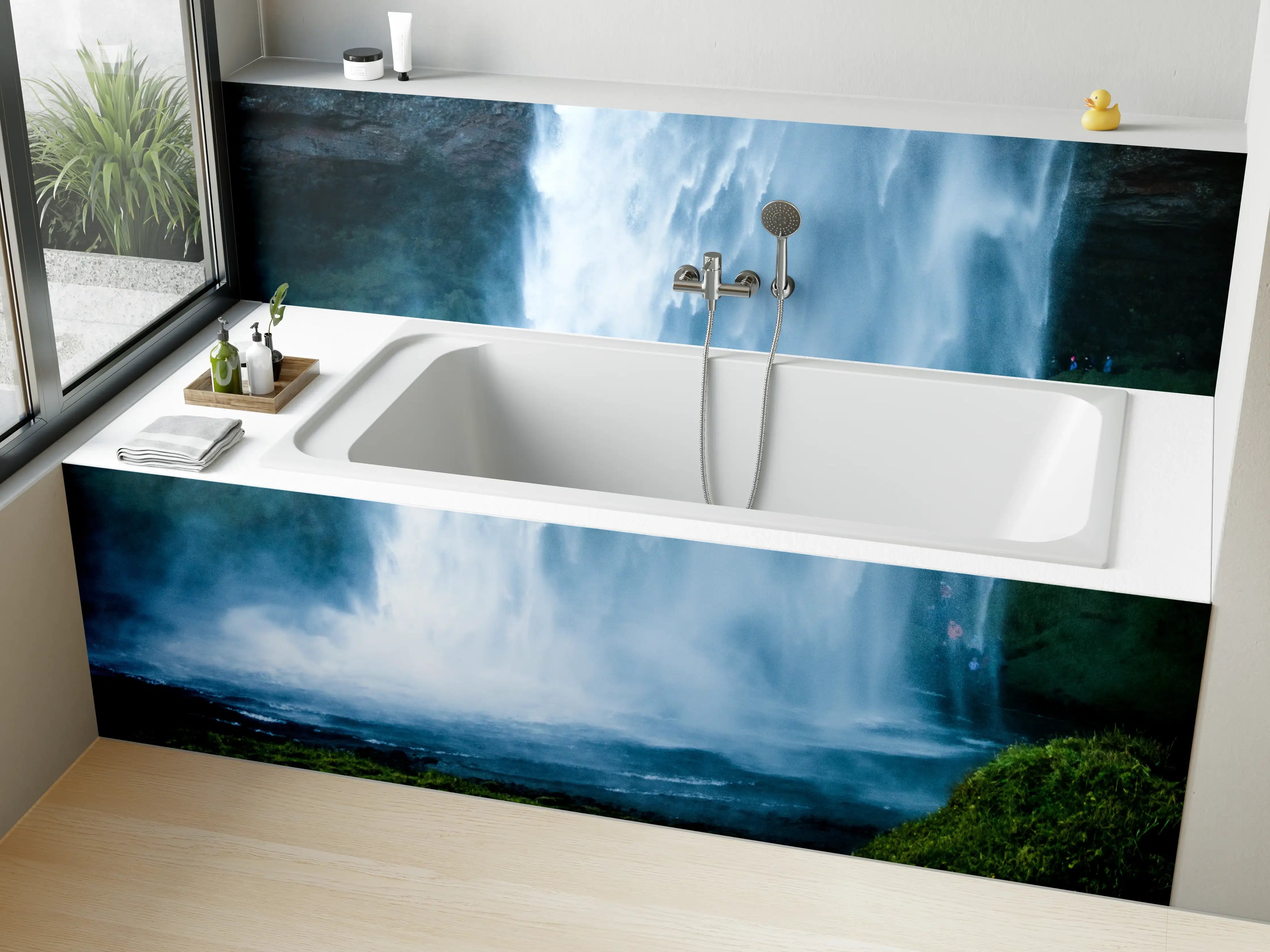 Badewannen-Rückwand - Majestätischer Wasserfall in Island
