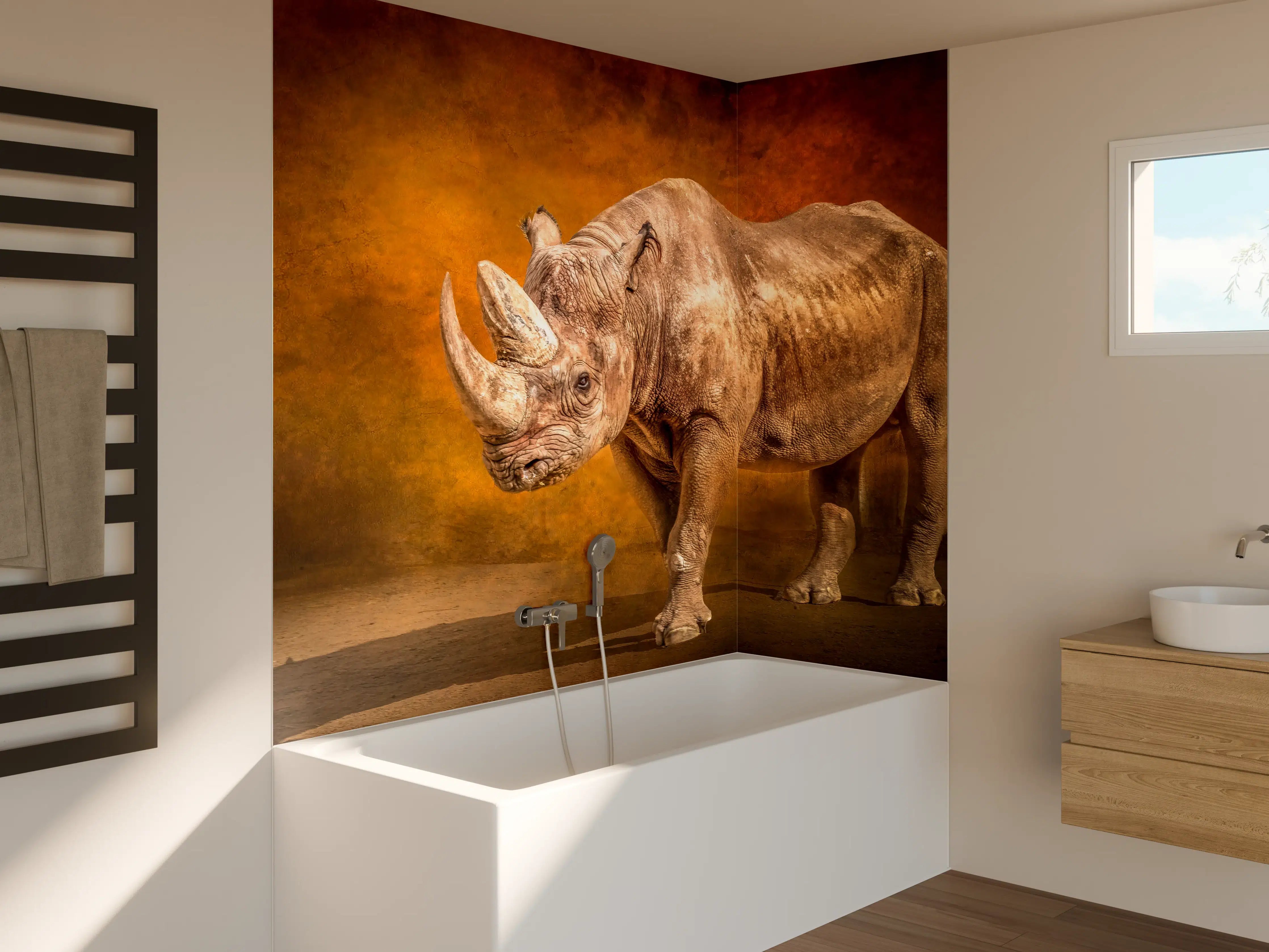 Badewannen-Rückwand - Majestätisches Nashorn