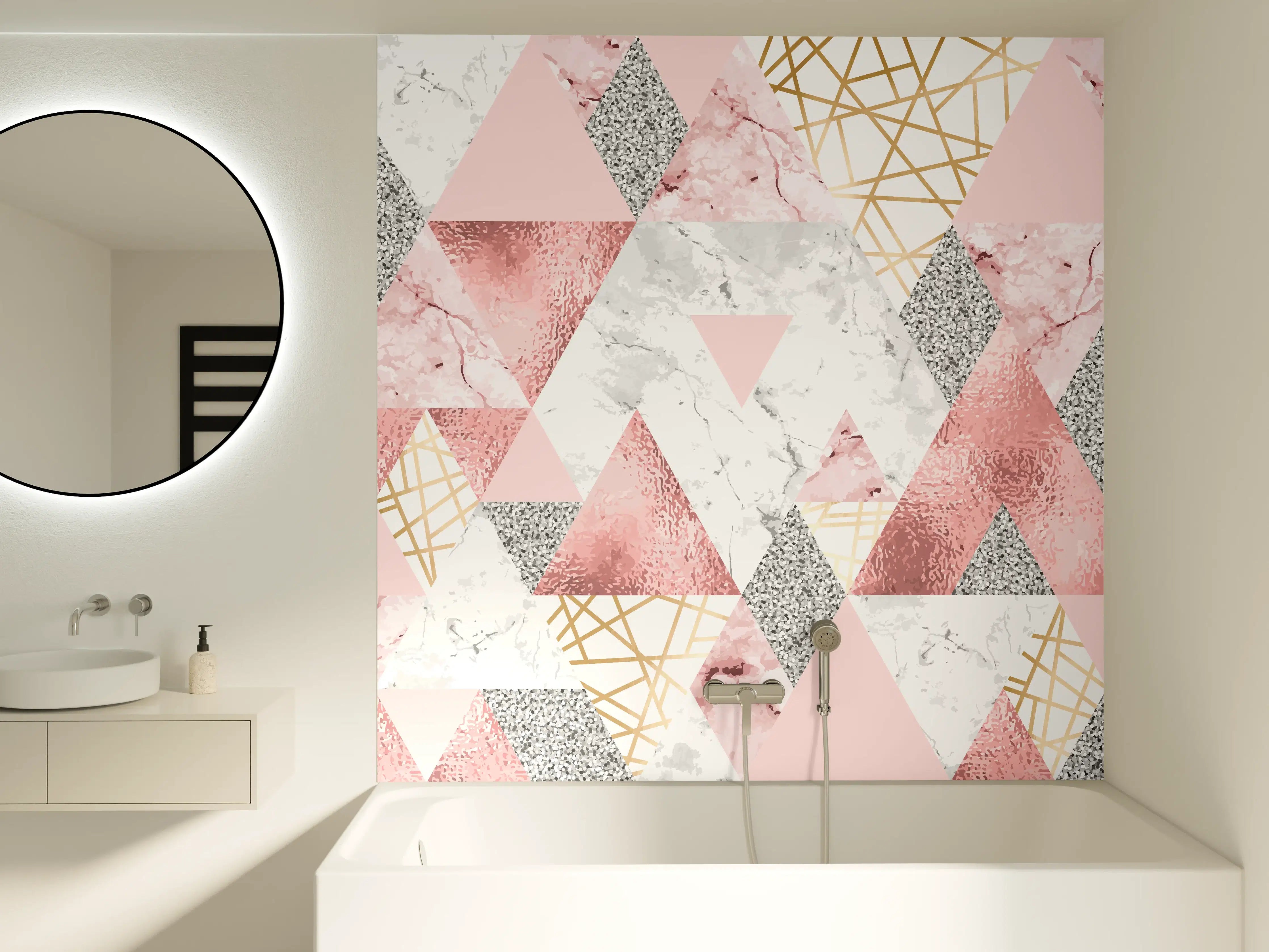 Badewannen-Rückwand - Marble Pattern Rosa Gold Dekor