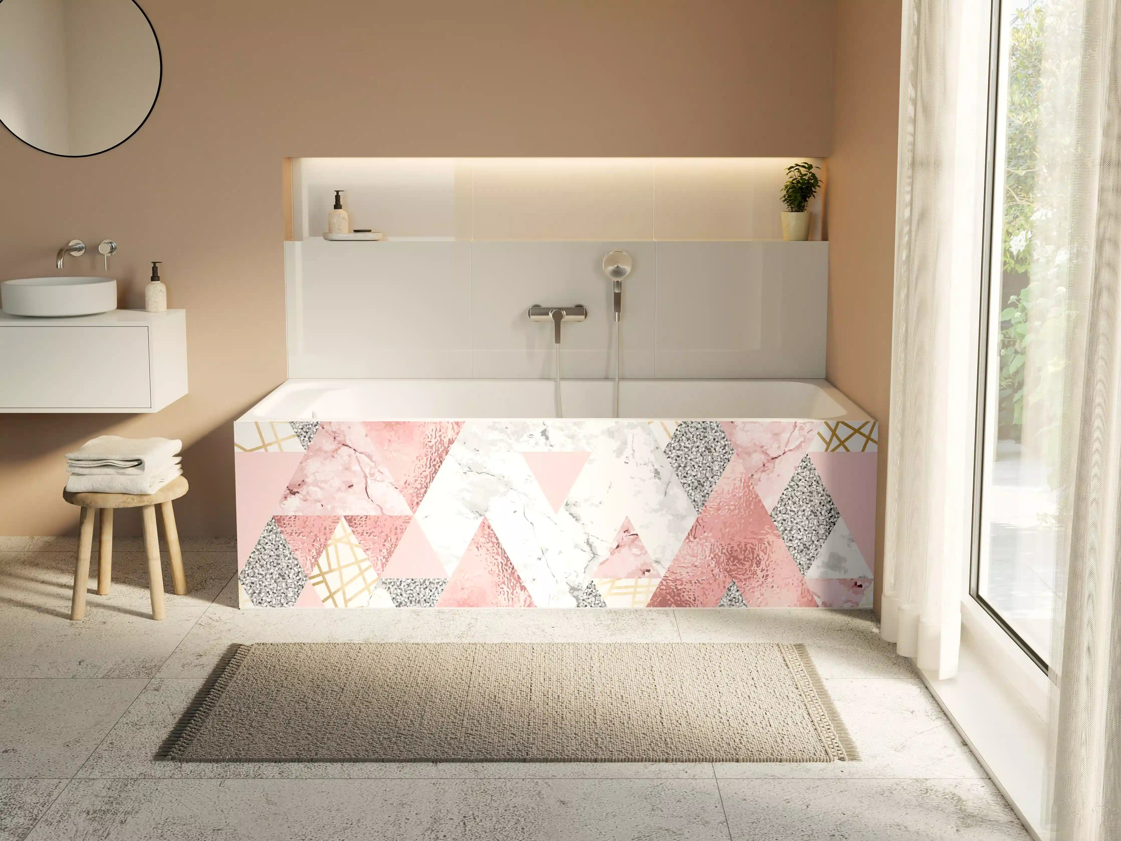 Badewannen-Rückwand - Marble Pattern Rosa Gold Dekor