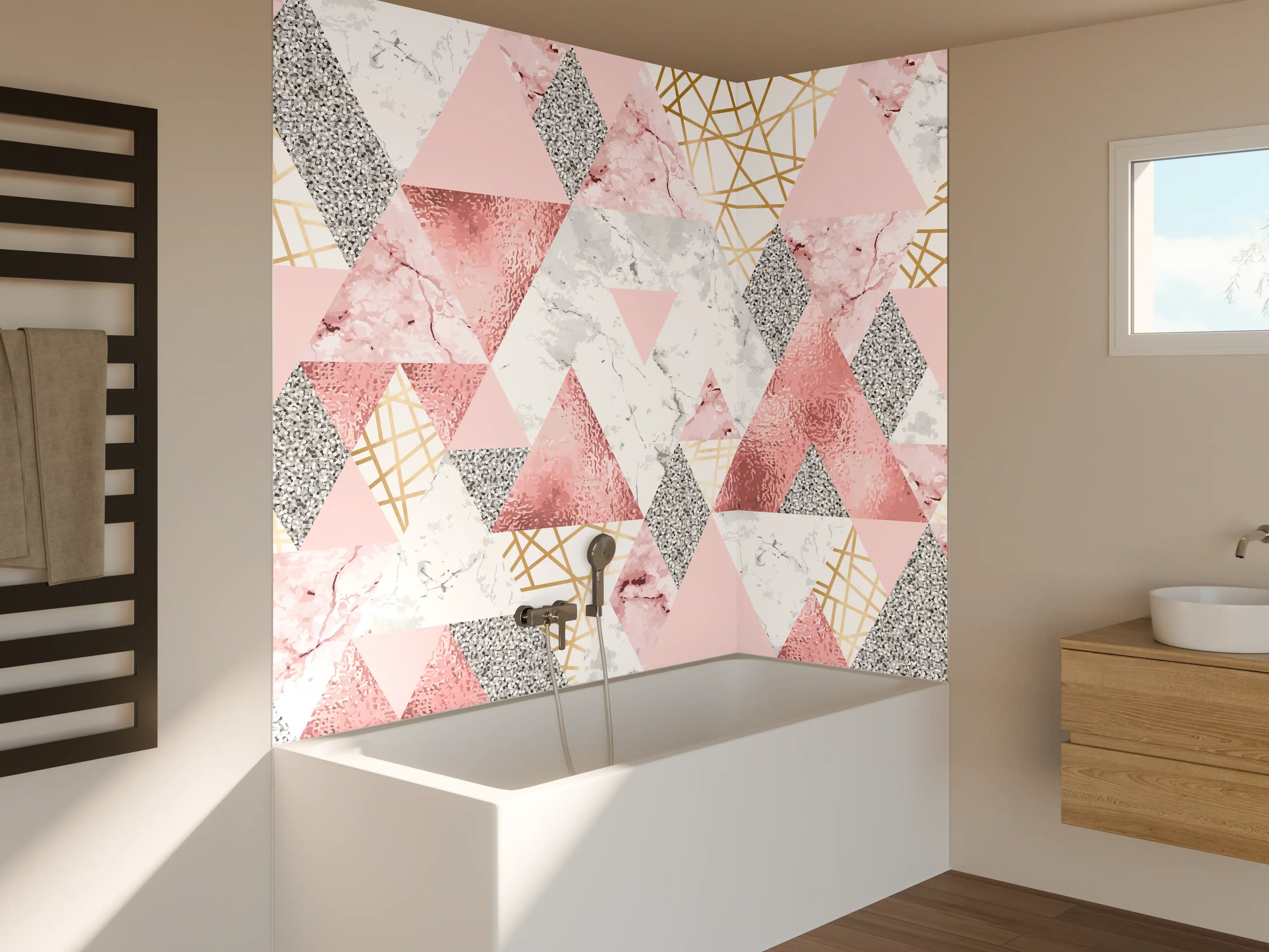 Badewannen-Rückwand - Marble Pattern Rosa Gold Dekor