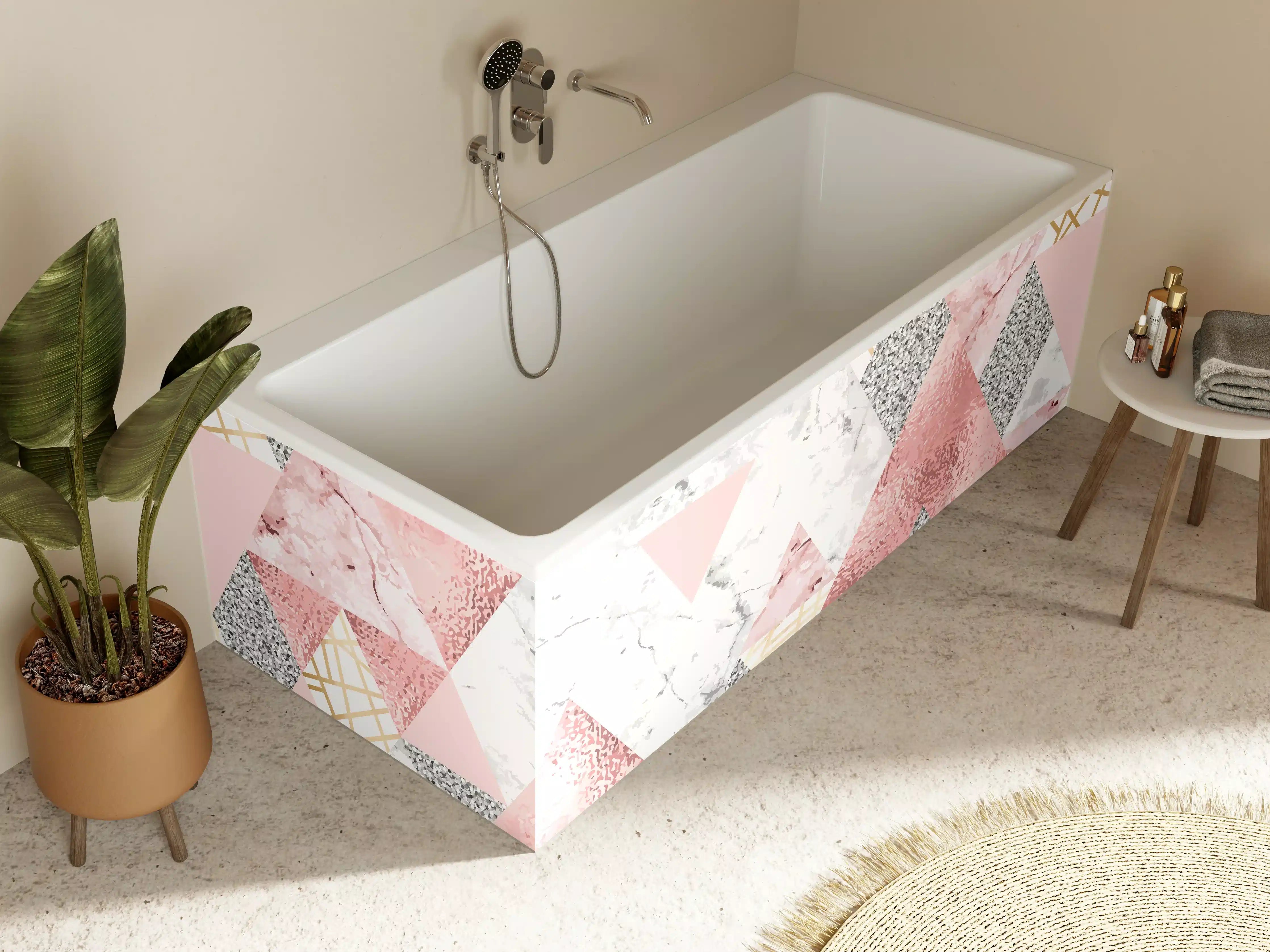 Badewannen-Rückwand - Marble Pattern Rosa Gold Dekor